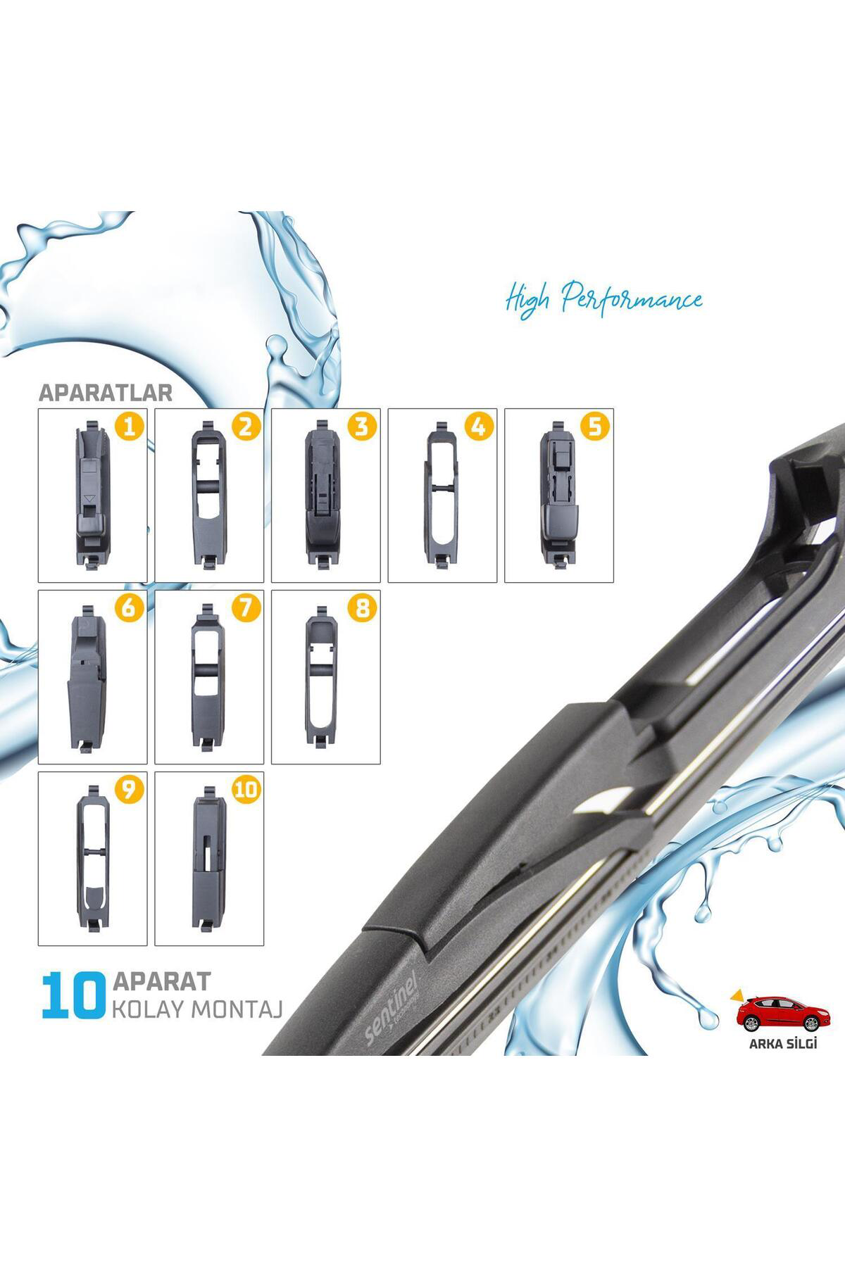 Arka Cam Sileceği 275mm 10 Aparatlı Universal Tüm Araçlara Uyumlu