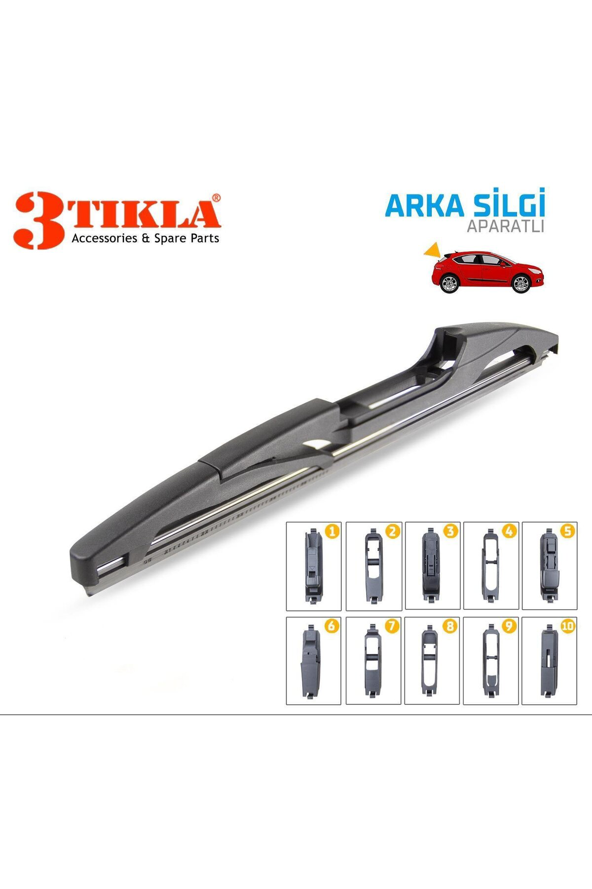 Arka Cam Sileceği 300mm 10 Aparatlı Universal Tüm Araçlara Uyumlu