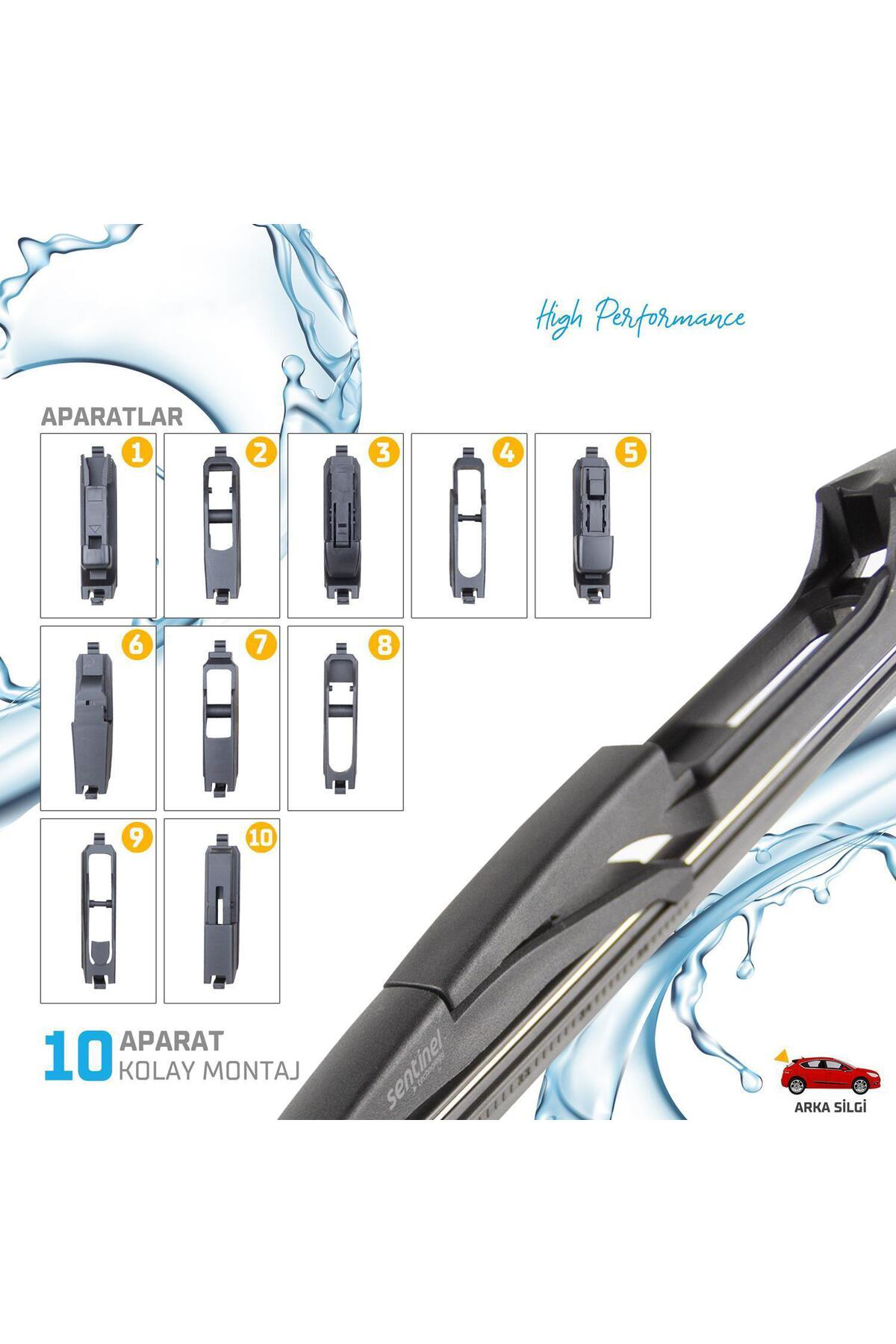 Arka Cam Sileceği 300mm 10 Aparatlı Universal Tüm Araçlara Uyumlu