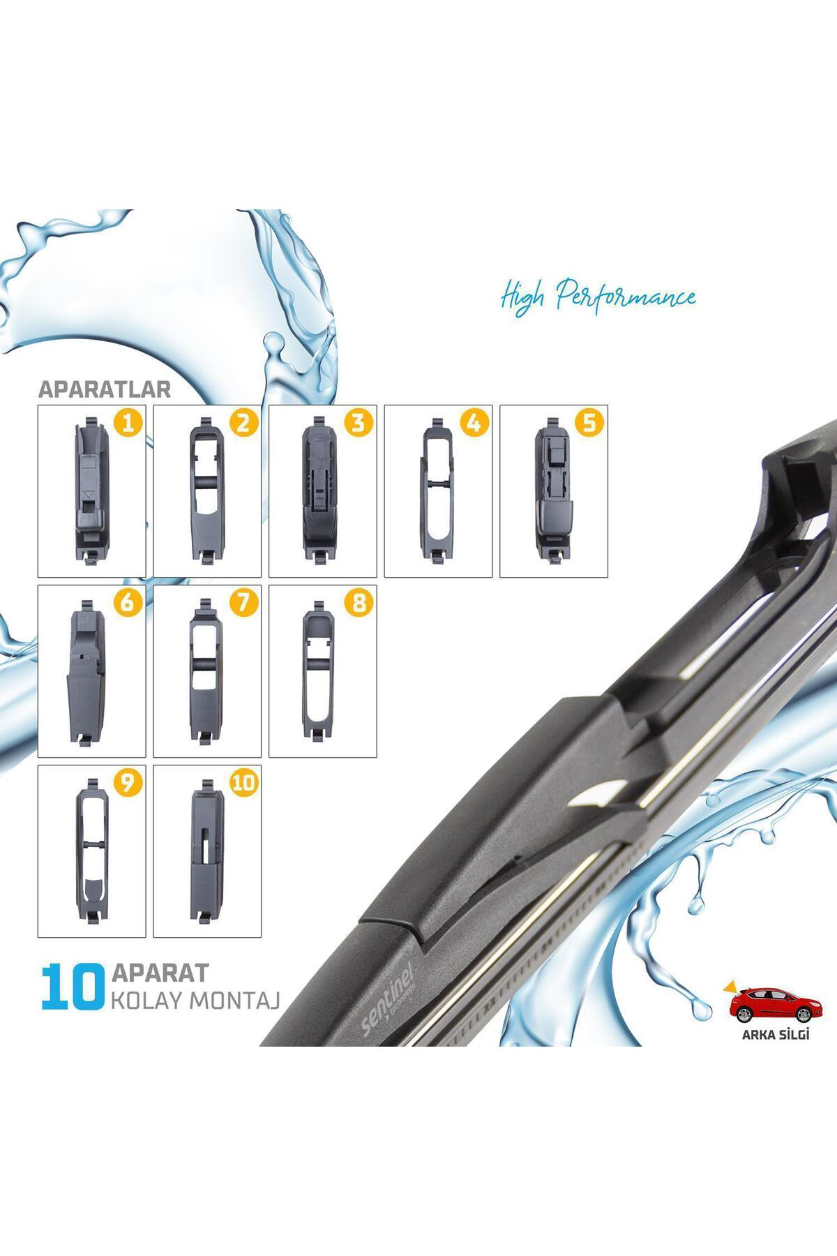 Arka Cam Sileceği 375mm 10 Aparatlı Universal Tüm Araçlara Uyumlu