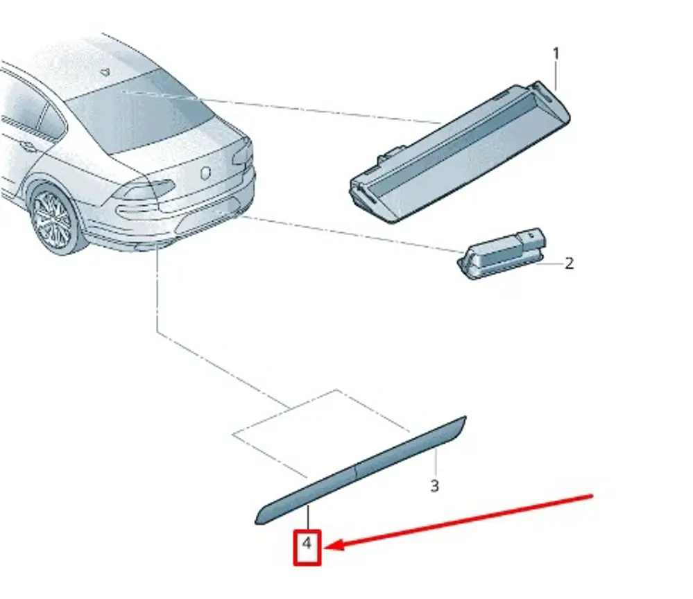 Arka Tampon Reflektör - Sol (VW Orjinal)(3G0945105B)
