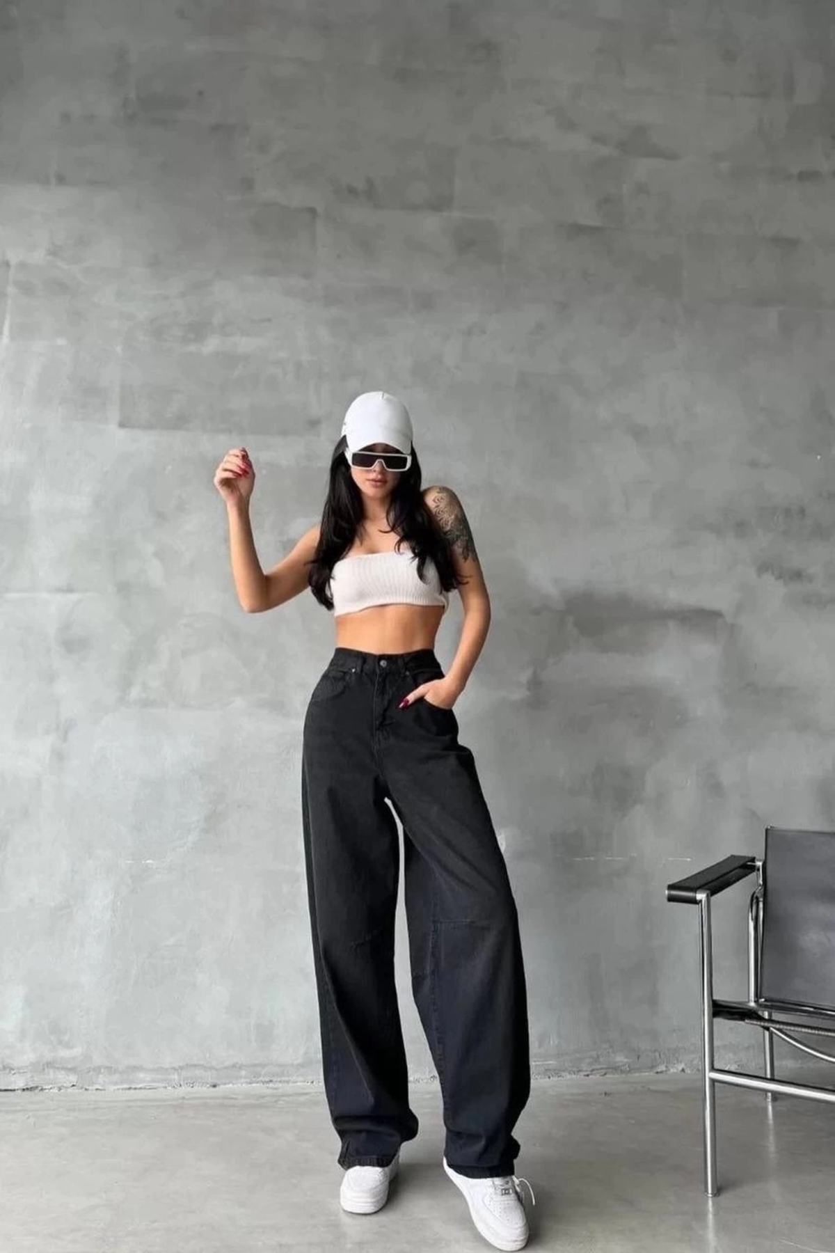 Ruby Arkadan Tokali Jeans Pantolon Siyah