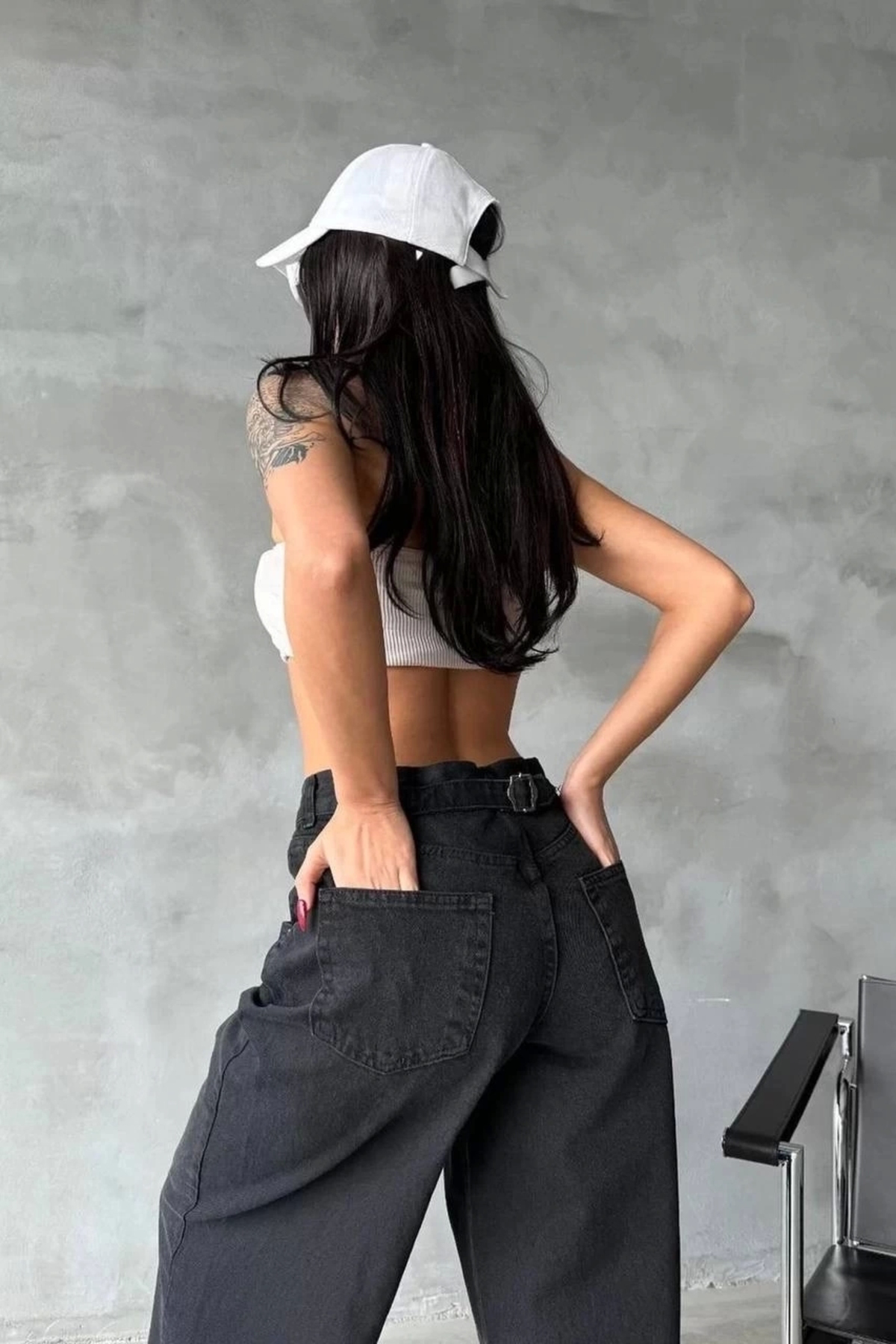 Ruby Arkadan Tokali Jeans Pantolon Siyah
