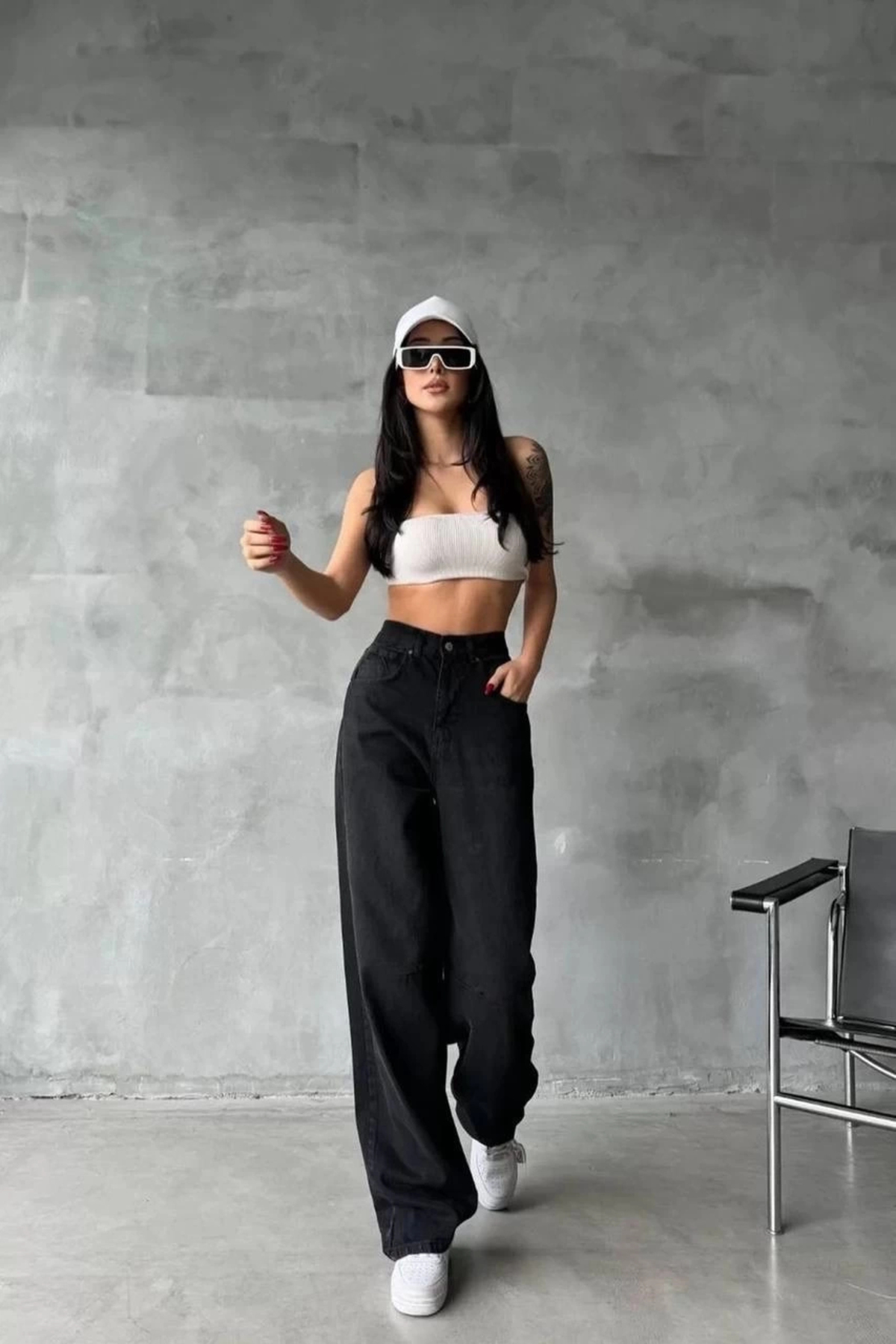 Ruby Arkadan Tokali Jeans Pantolon Siyah
