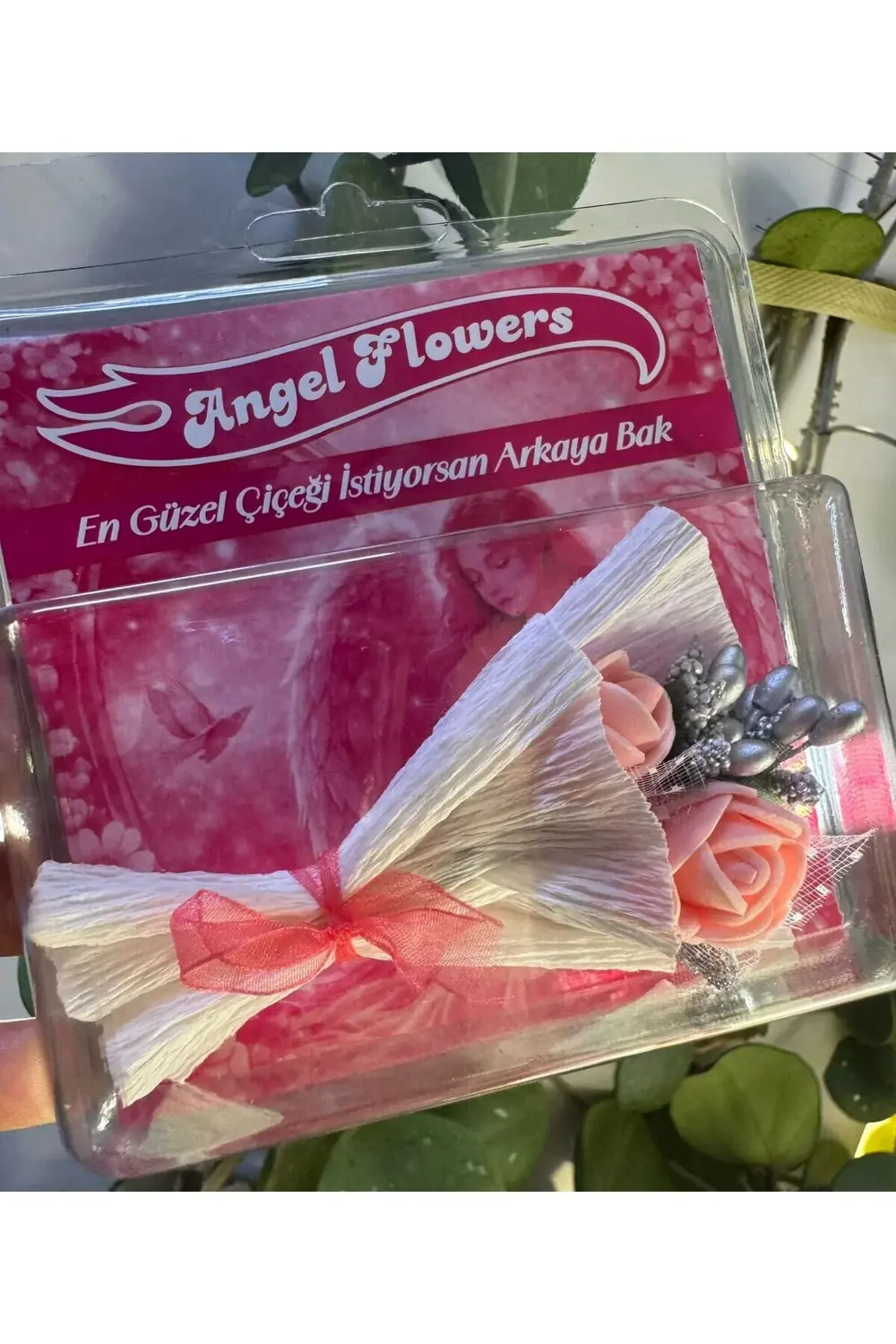 ARKASI AYNALI MİNİ SOLMAZ ÇİÇEK BUKETİ (PEMBE RENK)