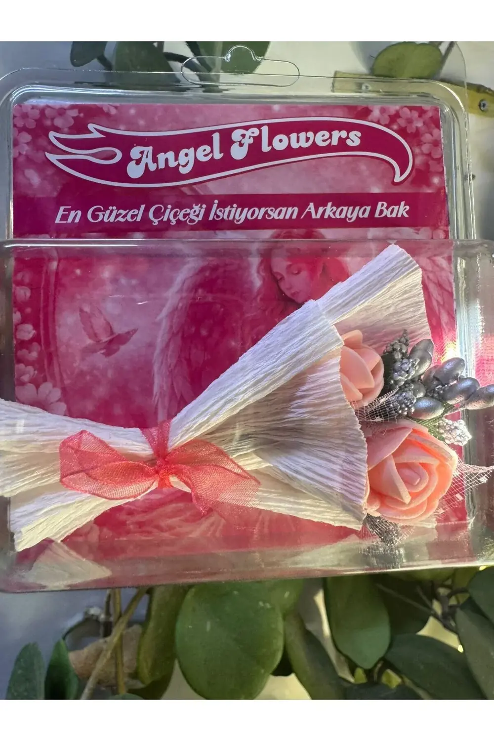 ARKASI AYNALI MİNİ SOLMAZ ÇİÇEK BUKETİ (PEMBE RENK)