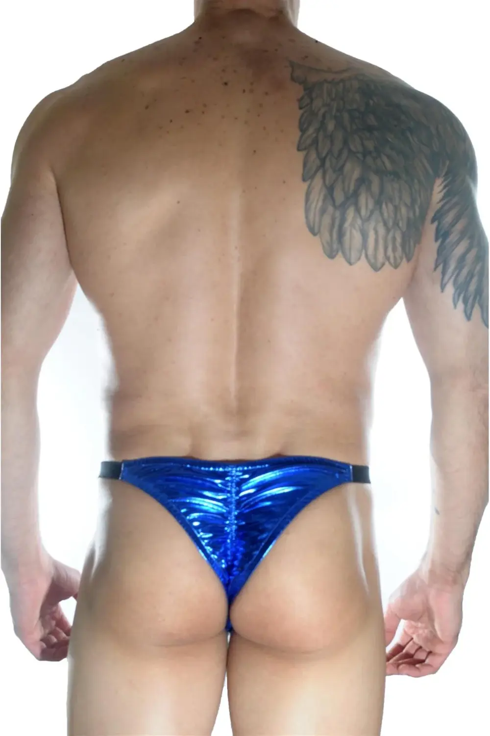Arkası Büzgülü Mavi Lame Brazillian Slip