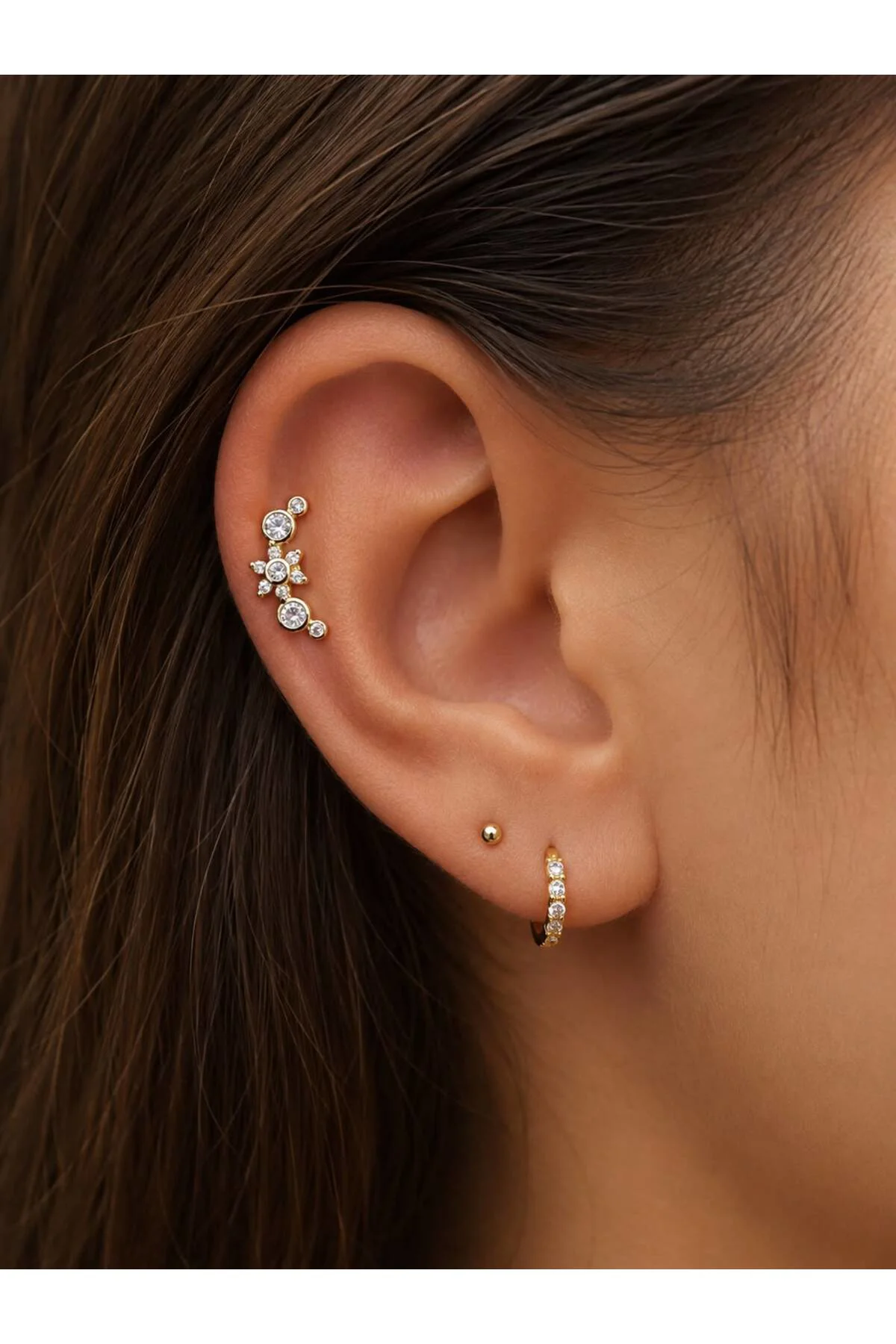 arkası düz önden takmalı tragus helix lobe conch uyumlu 1 adet piercing