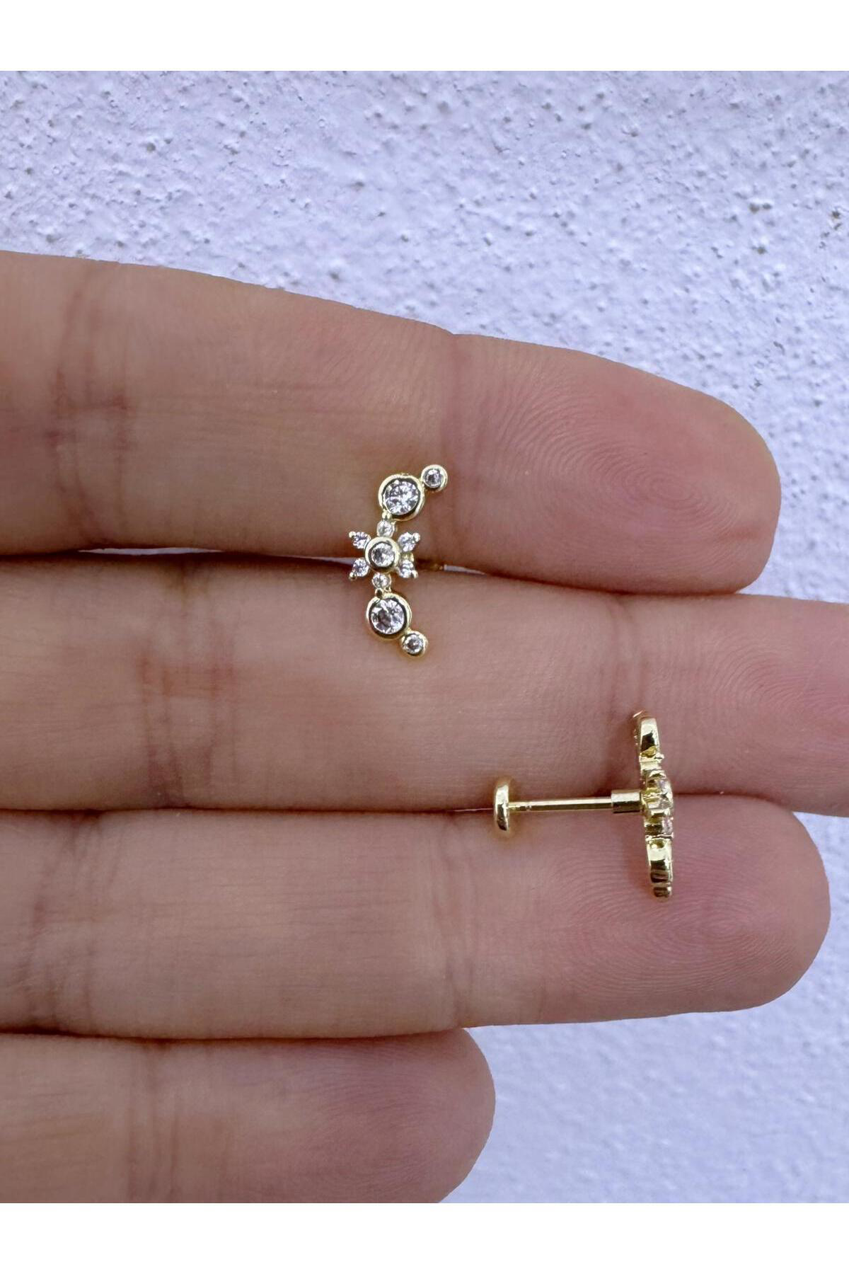 arkası düz önden takmalı tragus helix lobe conch uyumlu 1 adet pi
