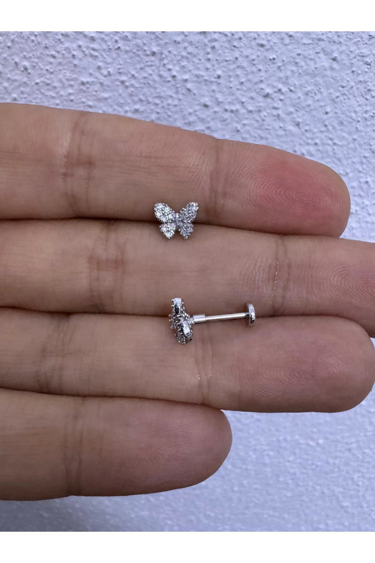 arkası düz önden takmalı kelebek tragus helix lobe conch uyumlu 1 adet piercing arkası düz önden takmalı kelebek tragus helix lobe conch uyumlu 1 adet piercing