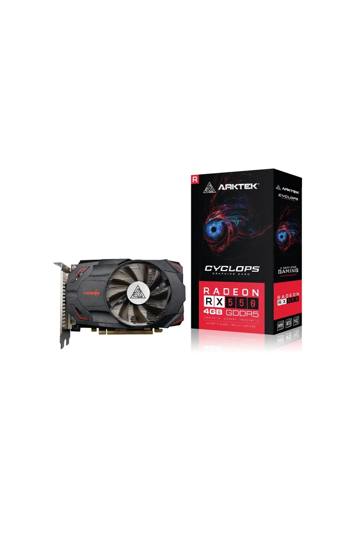ARKTEK CYCLOPS, AKR550D5S4GH1, RX550, 4Gb, GDDR5, 128BIT, 1xDVI, 1xHDMI, 1xDP GAMING Ekran Kartı