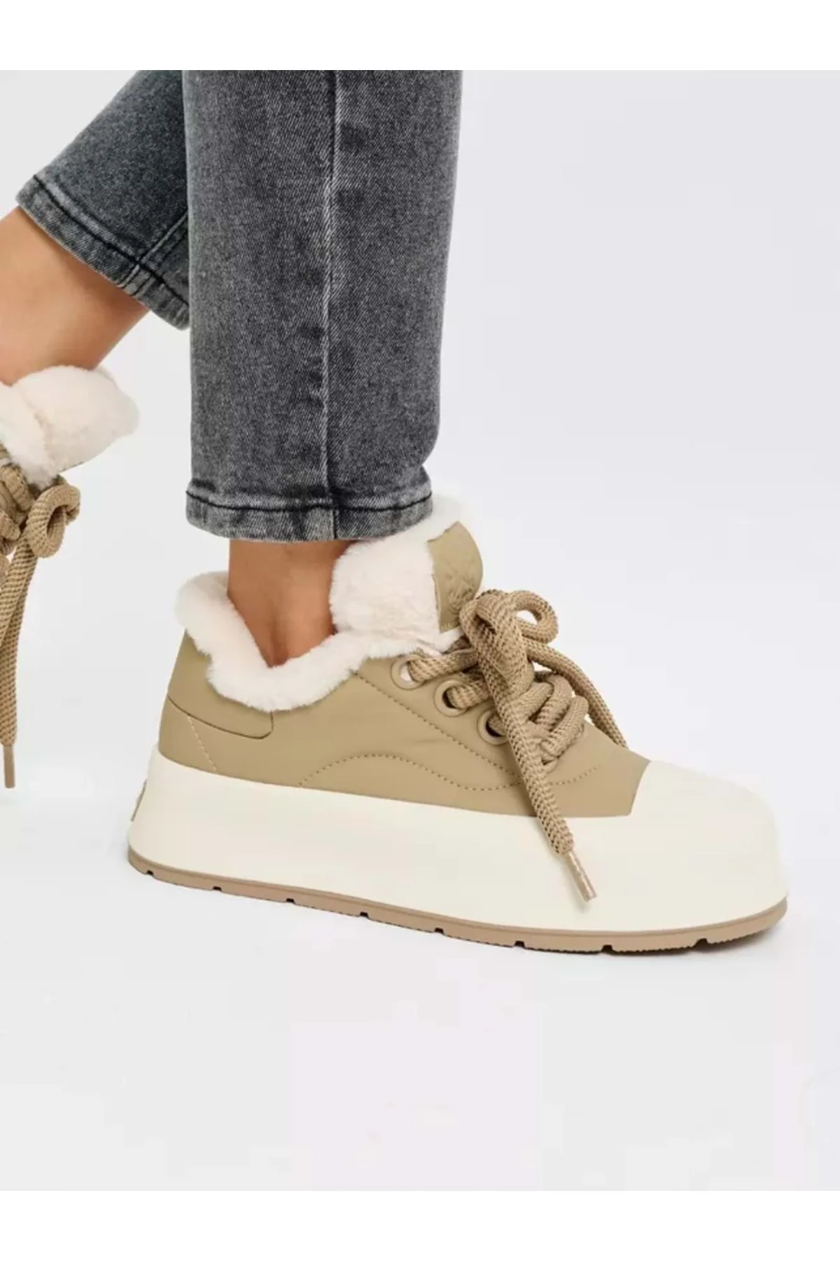 ARME CITY GAMELU GONE İÇİ KÜRLÜ BAĞCIKLI KALIN TABAN GÜNLÜK  AYAK