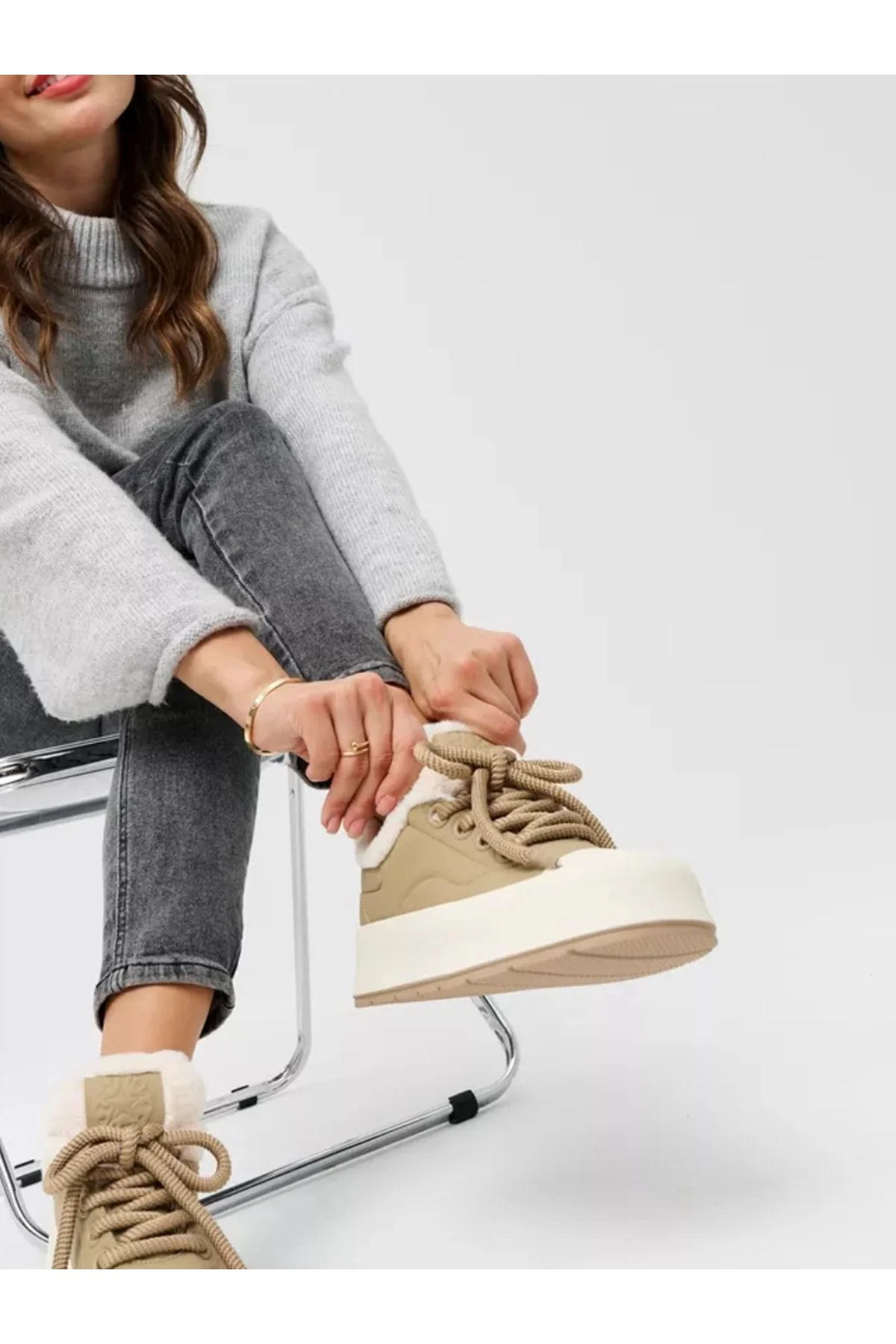 ARME CITY GAMELU GONE İÇİ KÜRLÜ BAĞCIKLI KALIN TABAN GÜNLÜK  AYAK