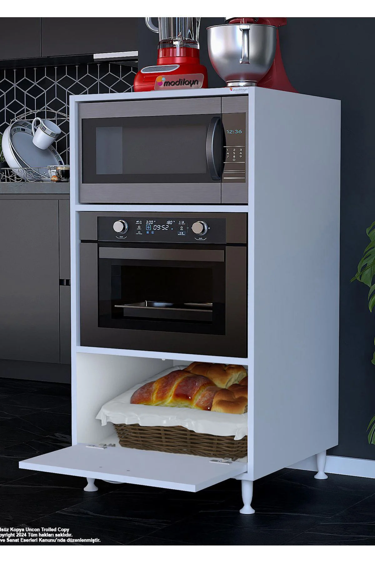 Armin 1 Kapaklı 59,6 x 119,2 x 56 cm Mini Fırın Mikrodalga Fırın 