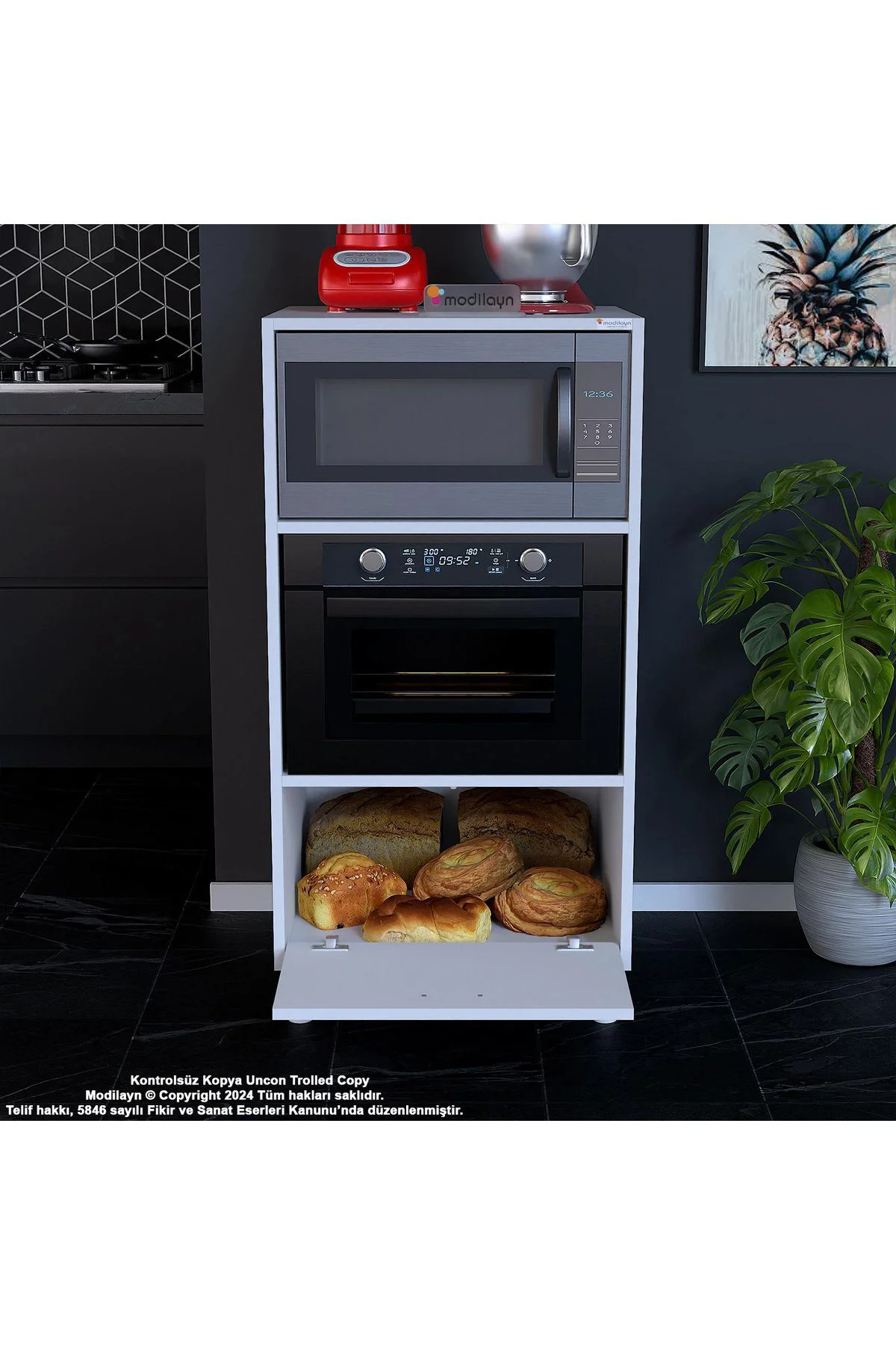 Armin 1 Kapaklı 59,6 x 119,2 x 56 cm Mini Fırın Mikrodalga Fırın 