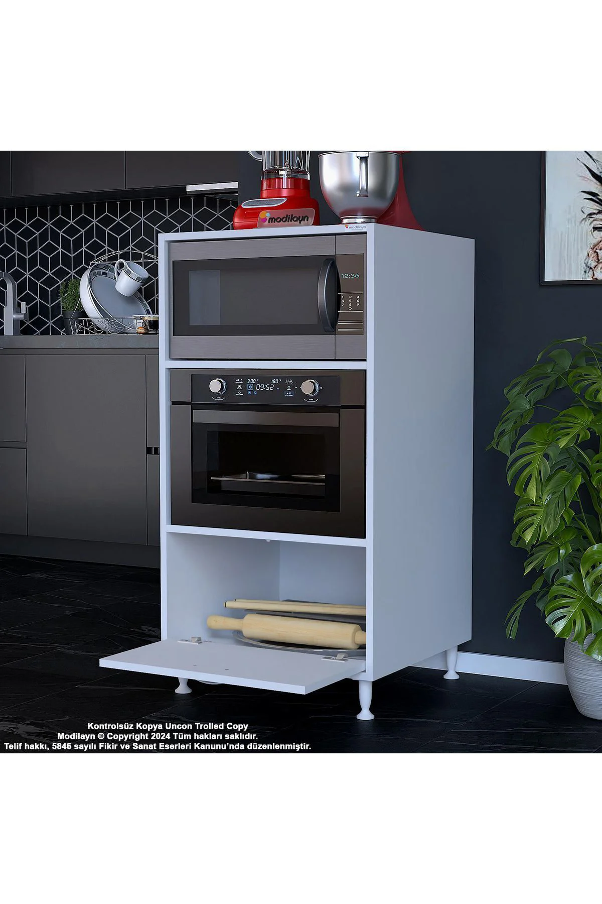 Armin 1 Kapaklı 59,6 x 119,2 x 56 cm Mini Fırın Mikrodalga Fırın 