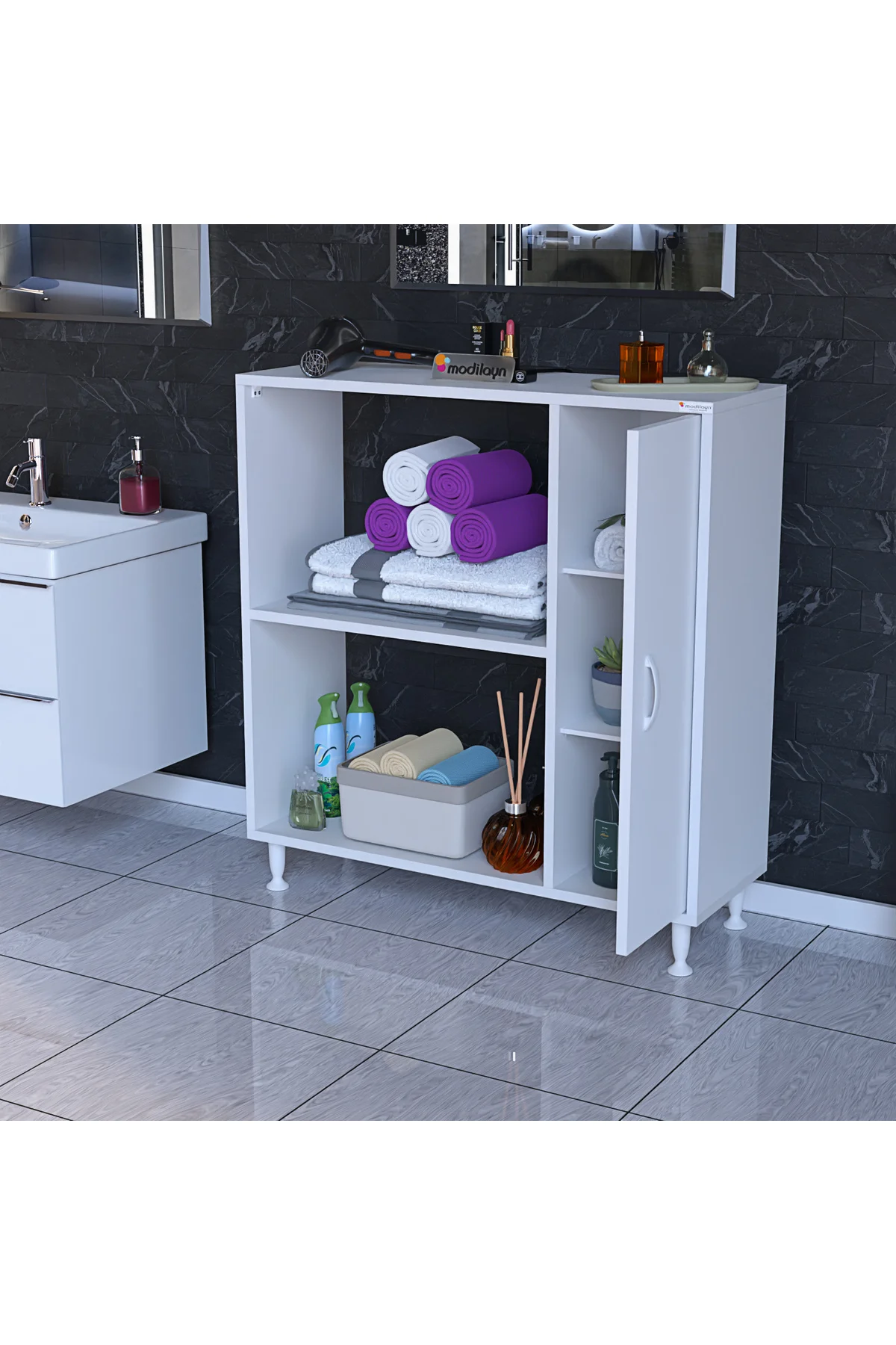 Armin 90 x 95,5 x 32,5 cm Kapaklı Çok Amaçlı Banyo & Mutfak Dolab