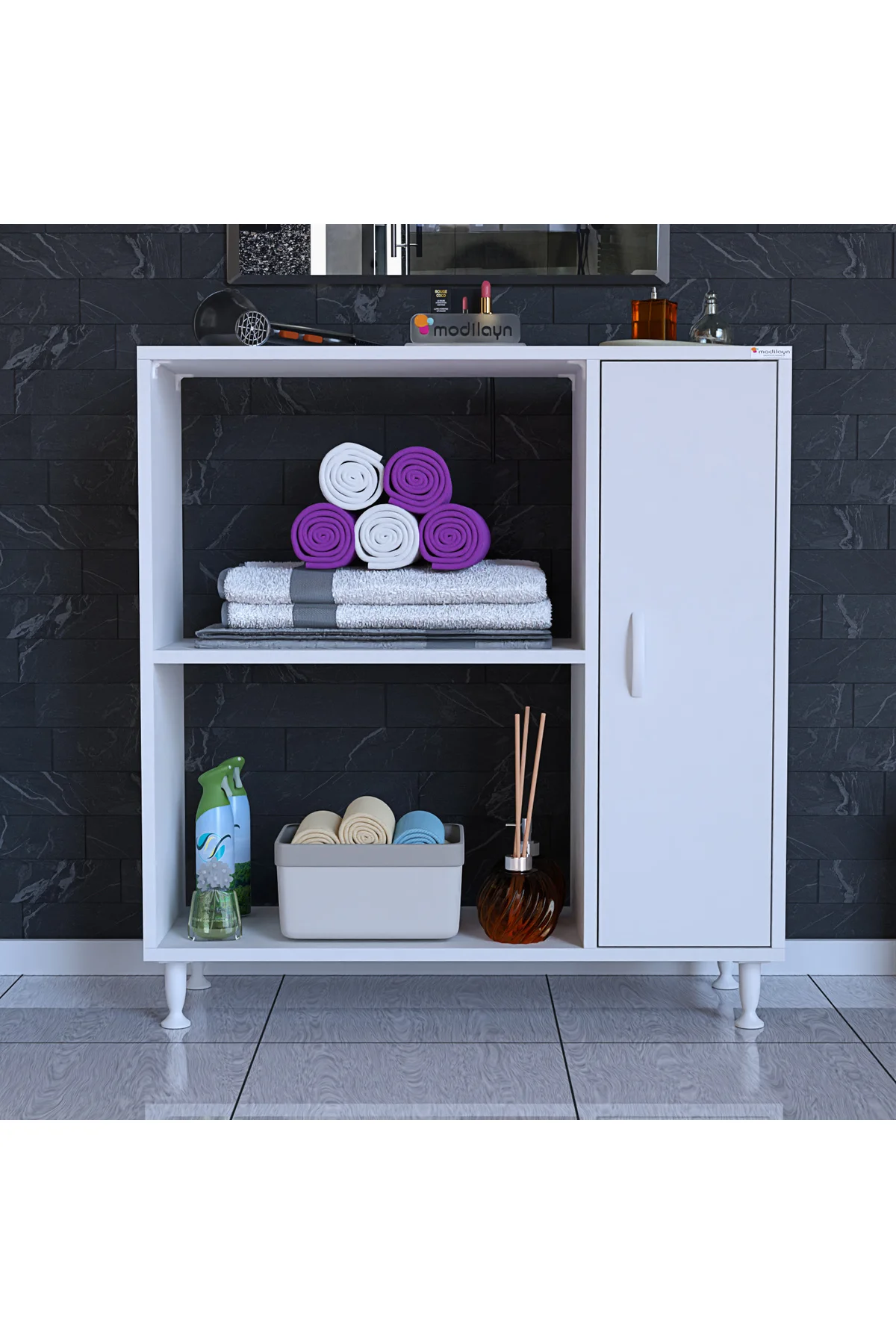 Armin 90 x 95,5 x 32,5 cm Kapaklı Çok Amaçlı Banyo & Mutfak Dolab