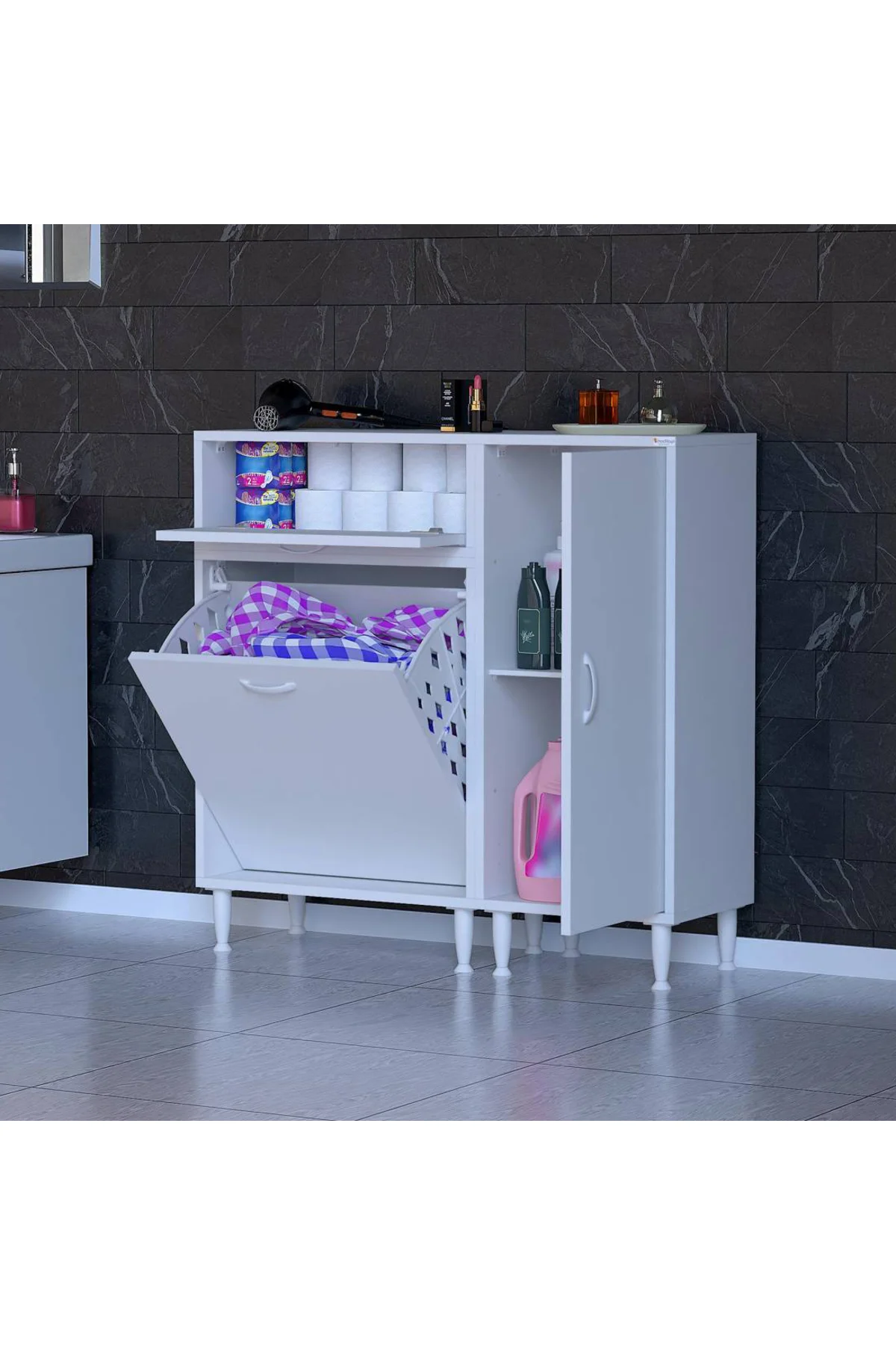 Armin 90 x 97,5 x 32,5 cm Çamaşır Hazneli Çok Amaçlı Banyo & Mutf