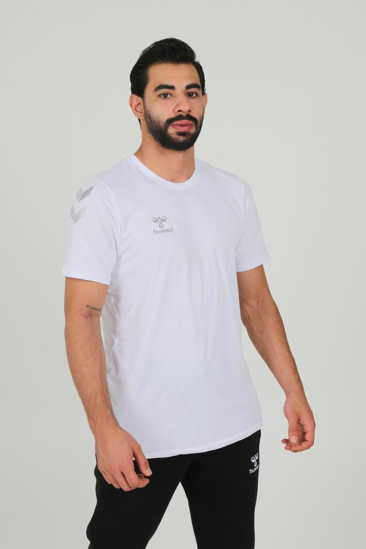 Hummel Armin Pamuklu Bisiklet Yaka Tişört Beyaz