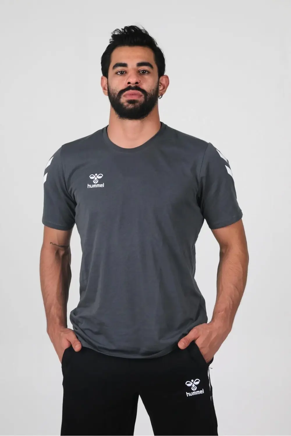 Armin Pamuklu Bisiklet Yaka Tişört Antrasit