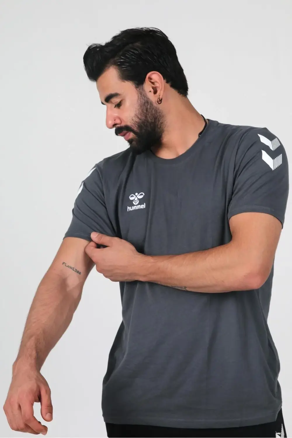 Armin Pamuklu Bisiklet Yaka Tişört Antrasit