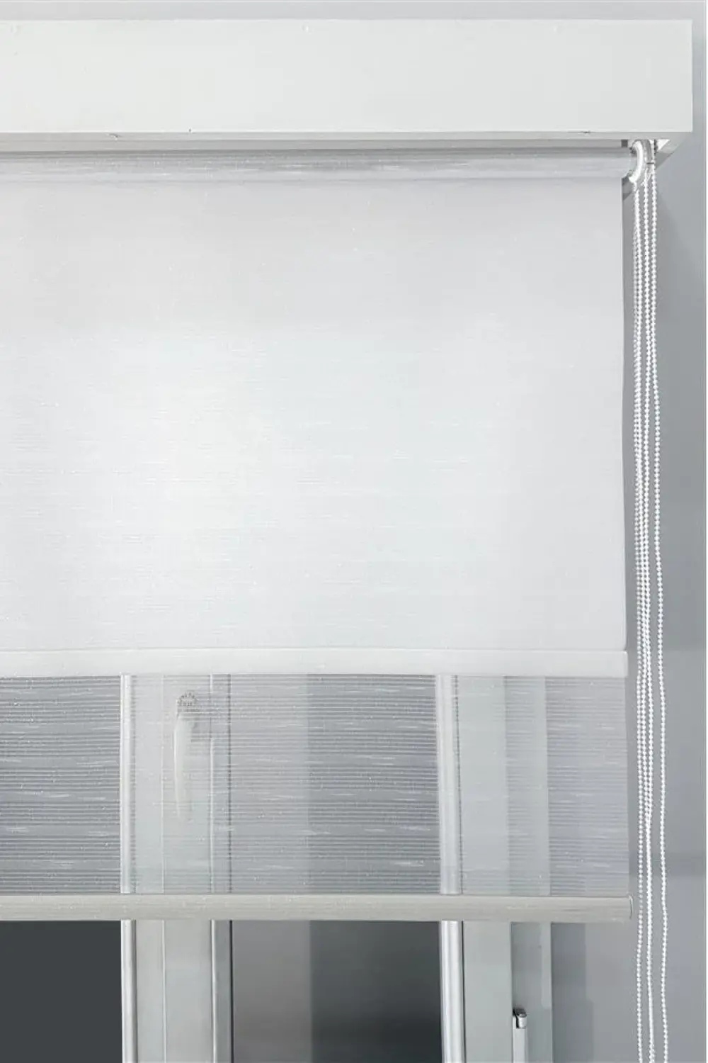 Armür 1119 Çiftli Sistem Simli Çizgili Beyaz Tül Stor Perde