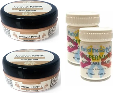 Arnavut Aklık Kremi 2'li Set + Naneli Ayak Bakım Kremi 2'li Set - Cilt Aydınlatıcı ve Nemlendirici Bakım