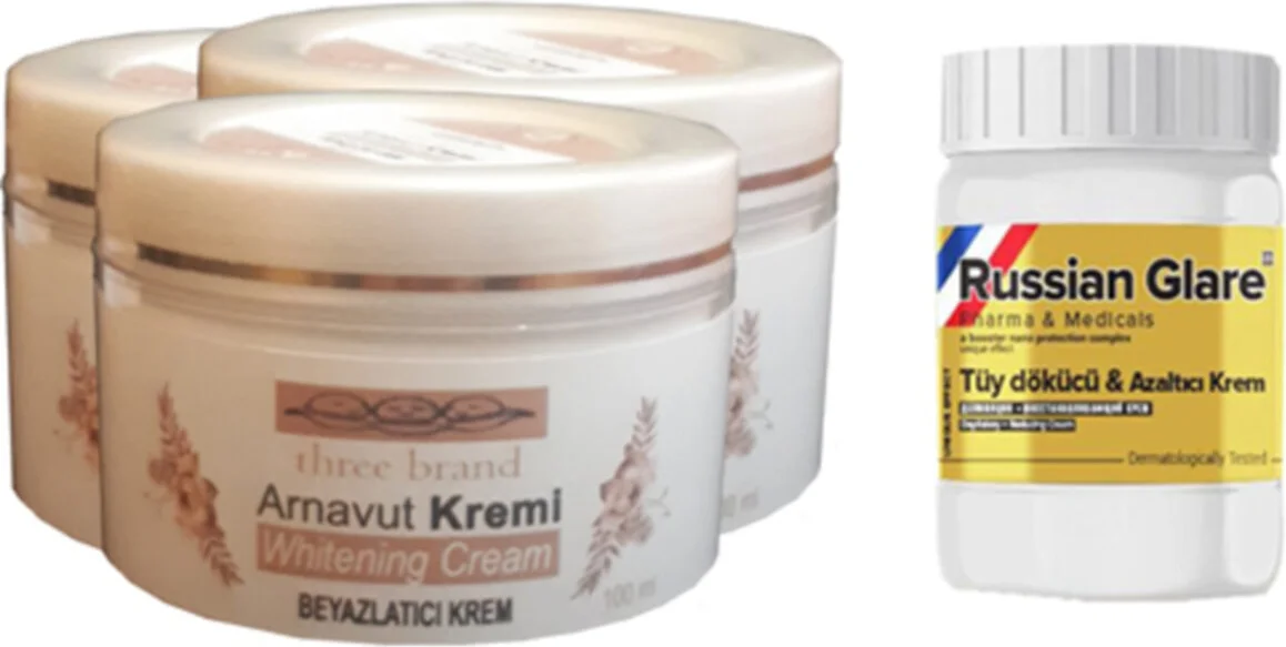Arnavut Aklık Kremi 3'lü + Tüy Dökücü Azaltıcı Merhem 50ML - Cilt Bakım Seti