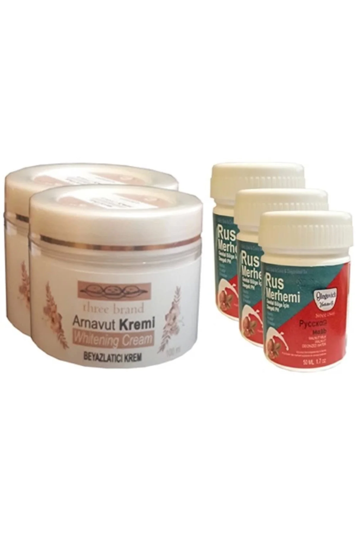 Arnavut Kremi ve Rus Merhemi Seti - Vücut Bakım Seti (2x100ml Arnavut Kremi + 3x50ml Rus Merhemi)