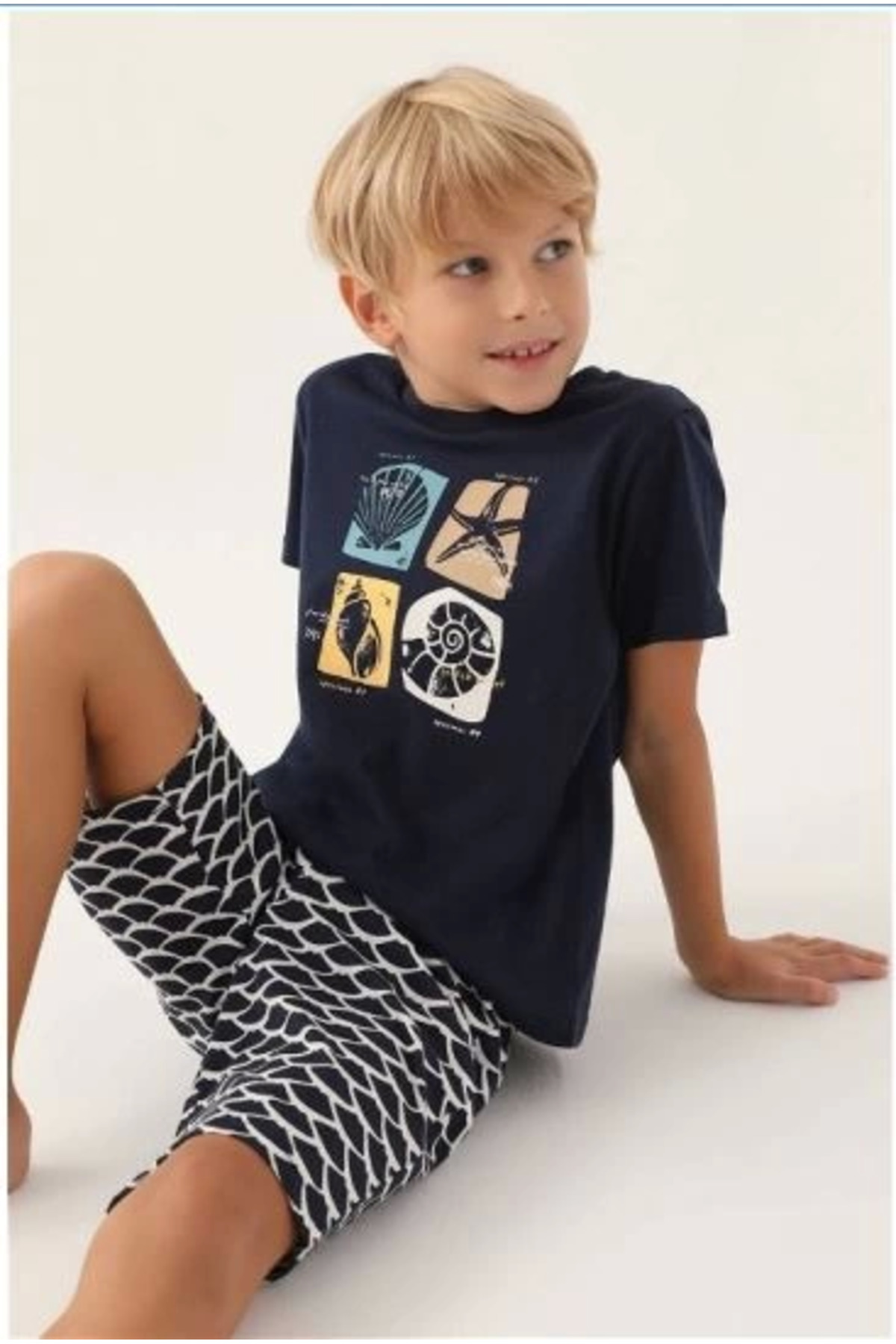 Arnetta 2981-2 Erkek Çocuk Bermuda Takım - Lacivert - 7-8 Yaş