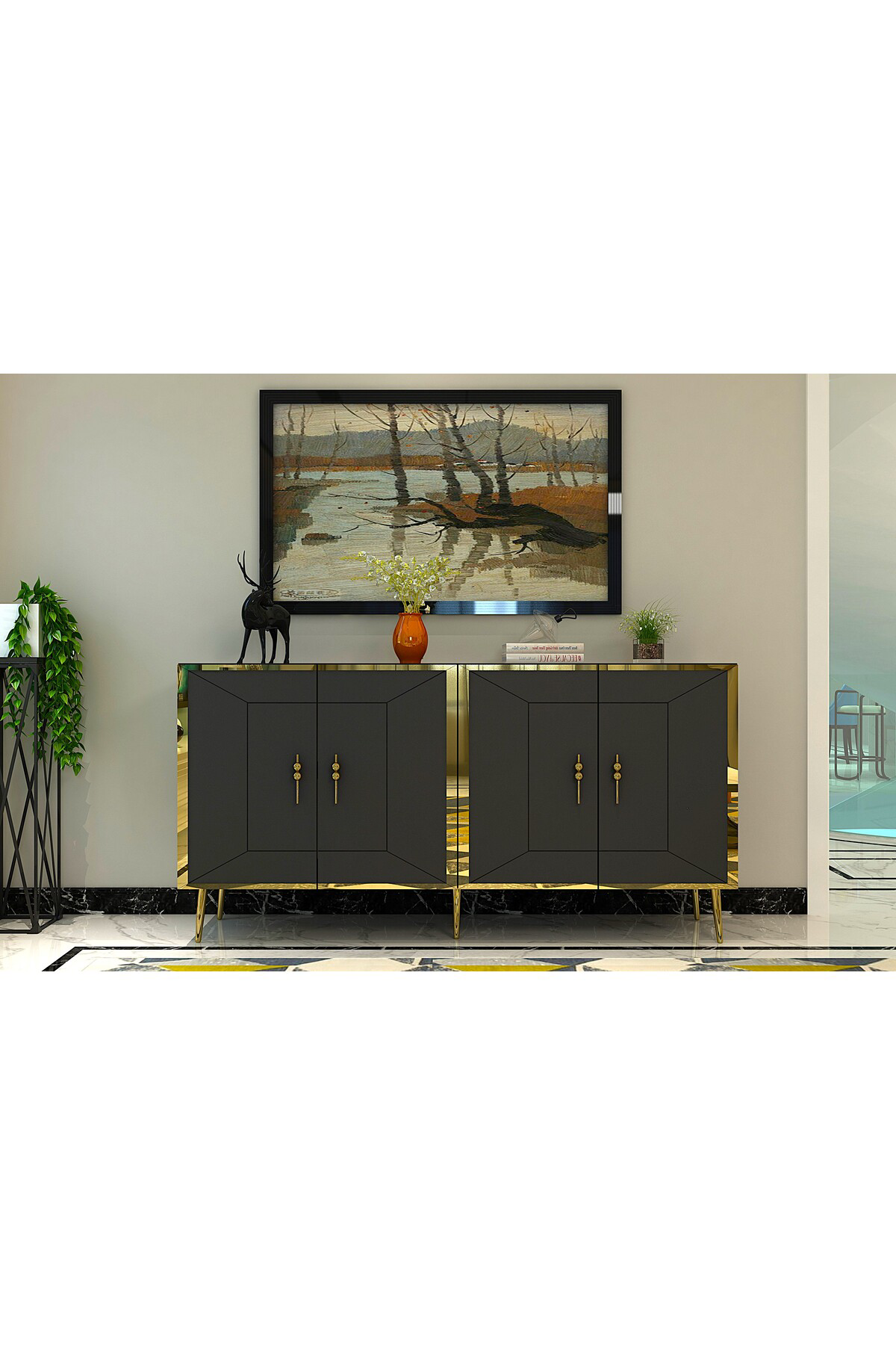 Cantek Dizayn Arnoct (Kb150) Konsol Antrasit-Altin