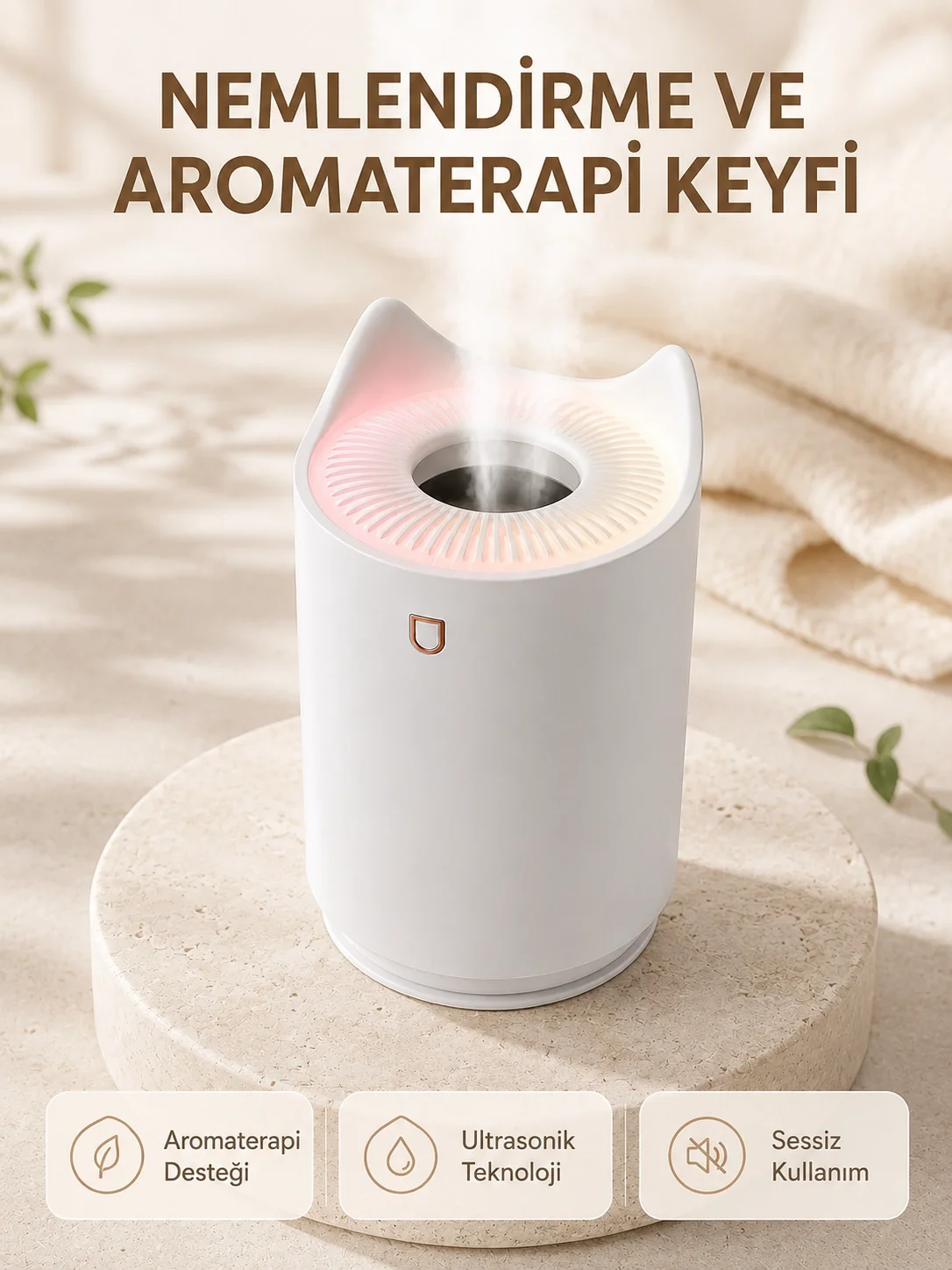 Aroma Difüzör Hava Nemlendirici Sessiz Çalışma LED Gece Lambası Fiyatı, Yorumları ve Özellikleri
