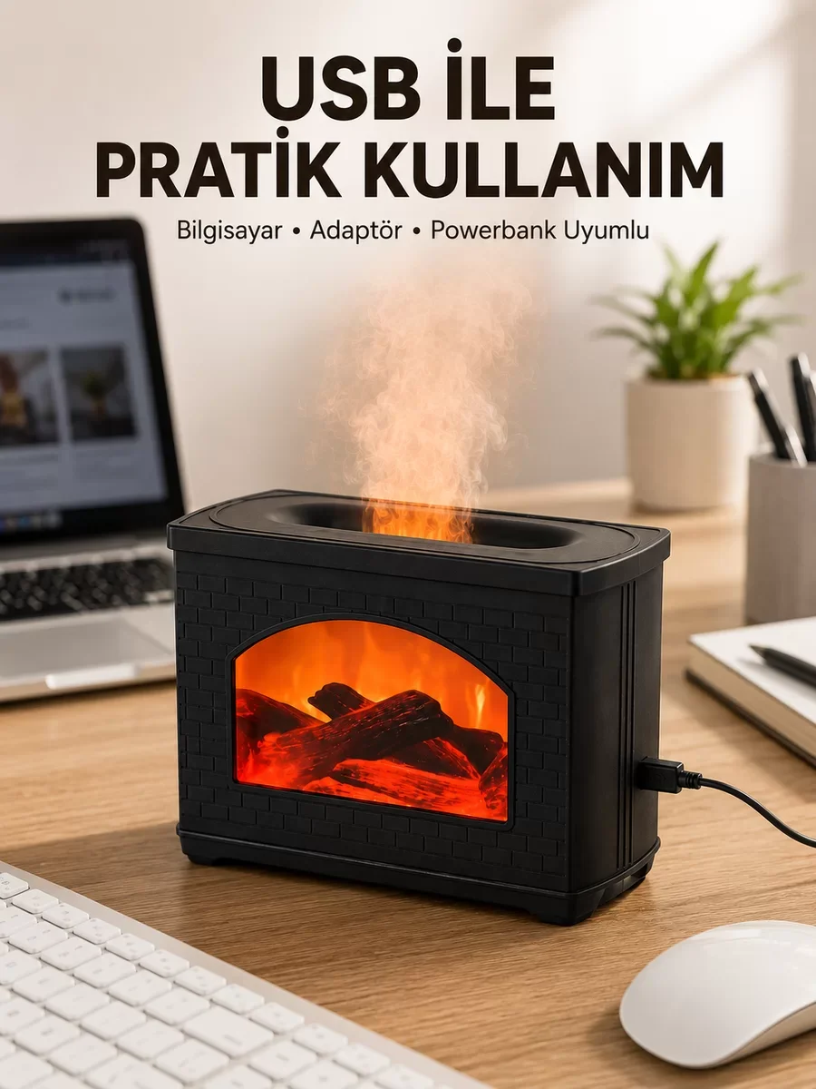 Aromaterapi Difüzör Ultrasonik Sessiz Nemlendirici USB Destekli 270ml