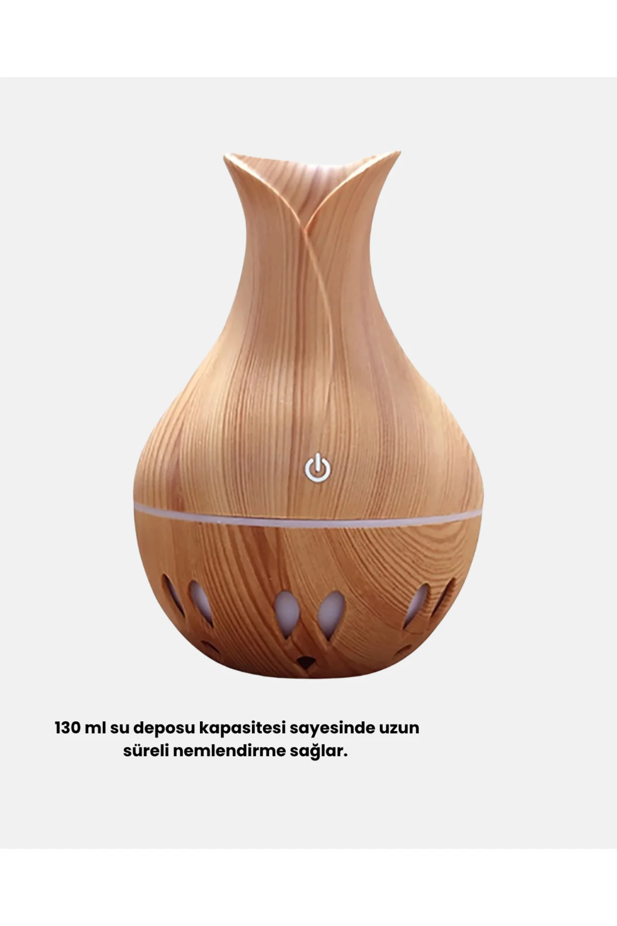 Aromaterapi Difüzör Ahşap Desenli ve Ultrasonik Nemlendirici LED Işıklı