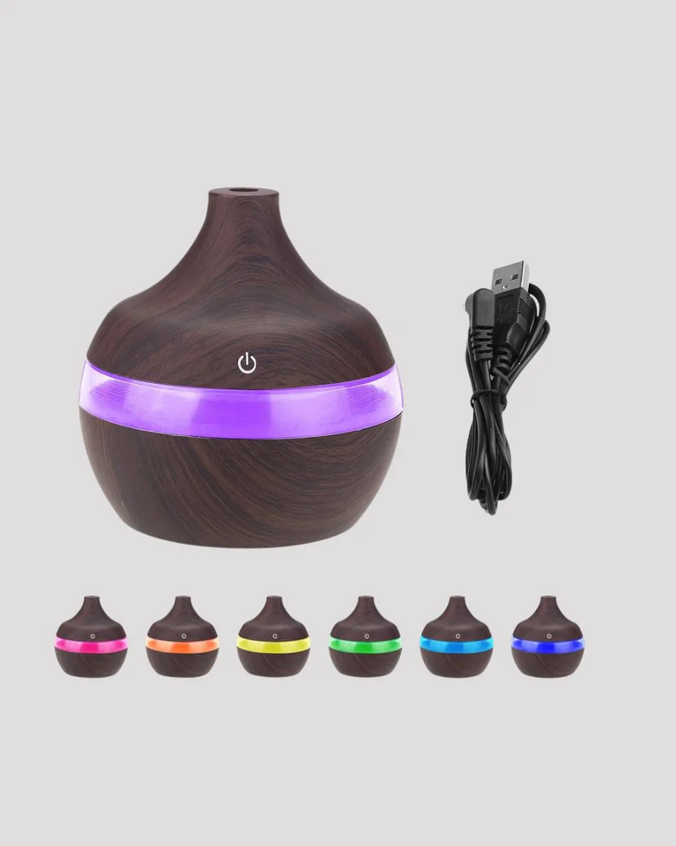 Aromaterapi Uyumlu 300 ml LED Işıklı Oda Kokusu Difüzörü - Modern Tasarım ve Nemlendirici