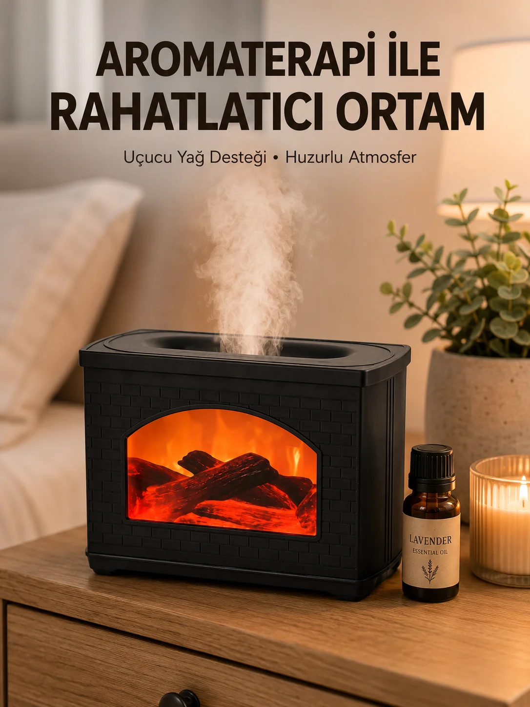 Aromaterapi Uyumlu Ultrasonik Oda Nemlendirici Ayarlanabilir Sis Çıkışlı
