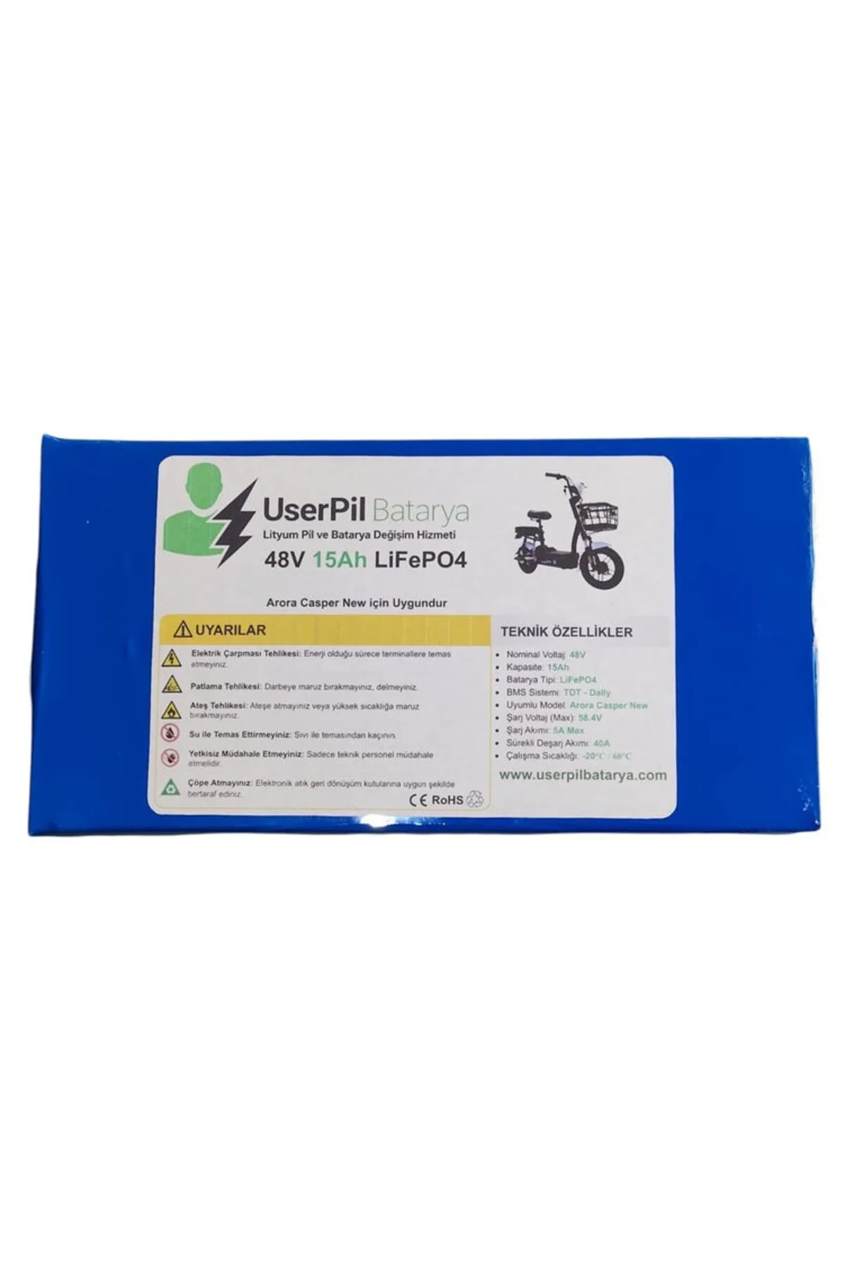 Arora Casper New Uyumlu 48V 15Ah LiFePO4 Batarya