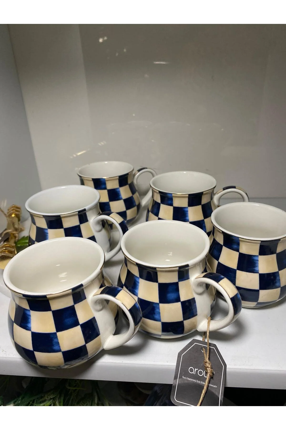 Arov Damalı Desen Ayran Kupa Bardağı Tekli
