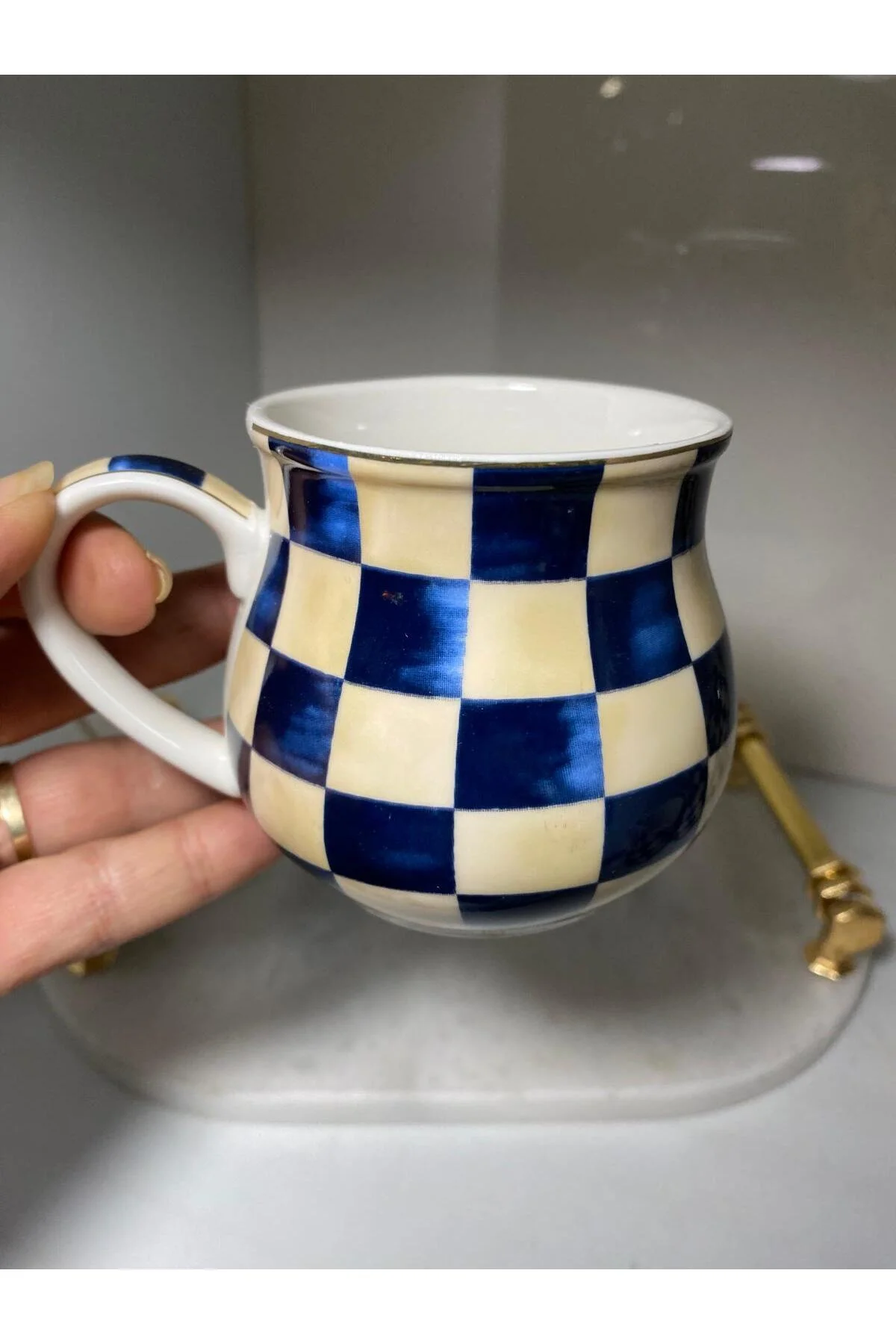 Arov Damalı Desen Ayran Kupa Bardağı Tekli