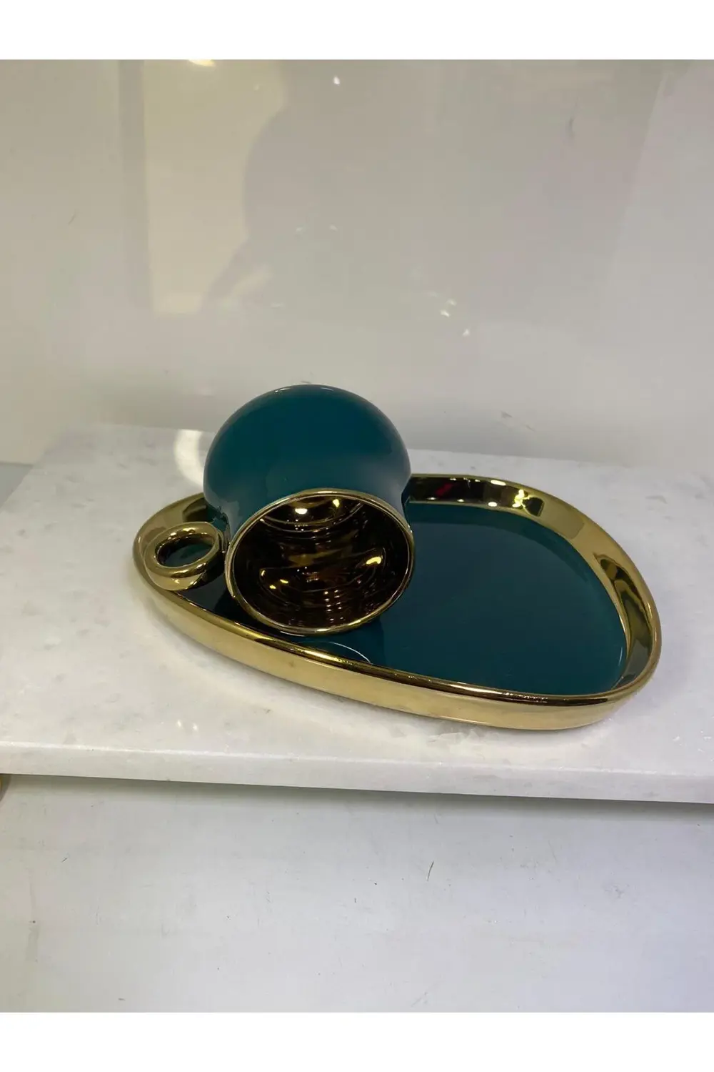 Arov Tekli Yaldızlı Porselen Fincan Yeşil