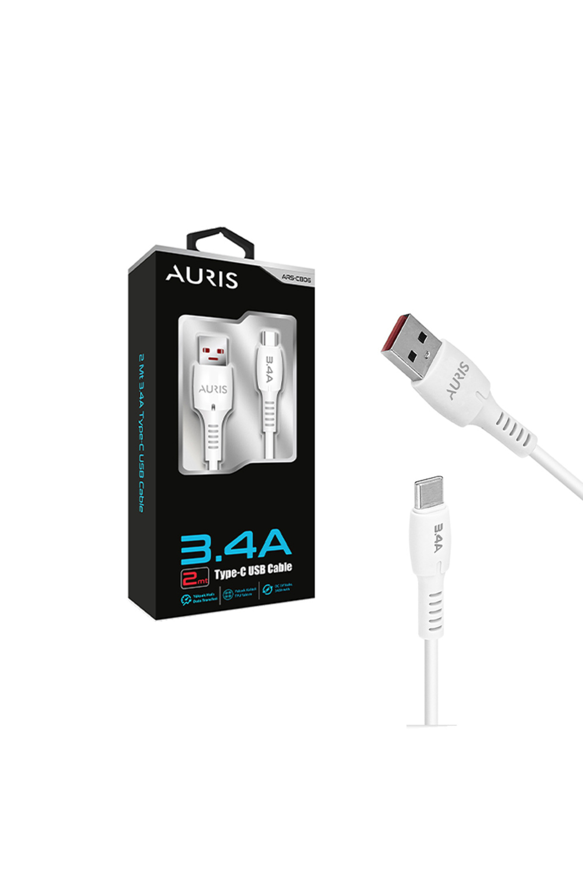 ARS-CB06 – 3.4A Type-C Hızlı Şarj ve Data Kablosu 2 Metre