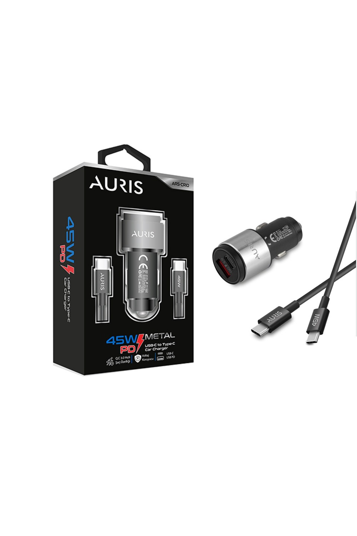 ARS-CR10 – 45W Metal PD Araç Şarj Cihazı