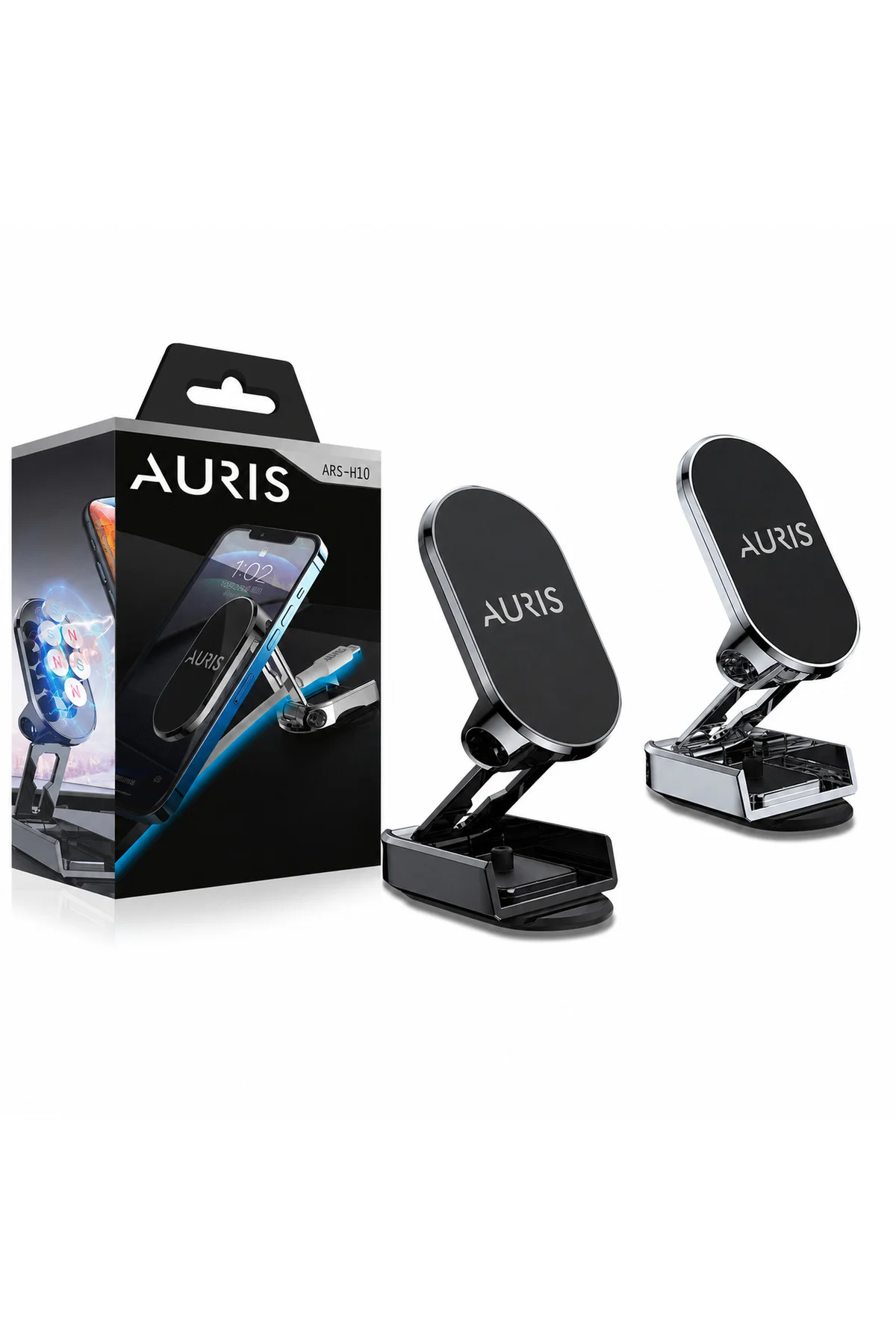 ARS-H10 Çift Katlanır Mıknatıslı Yapışkanlı Araç İçi Telefon Tutu