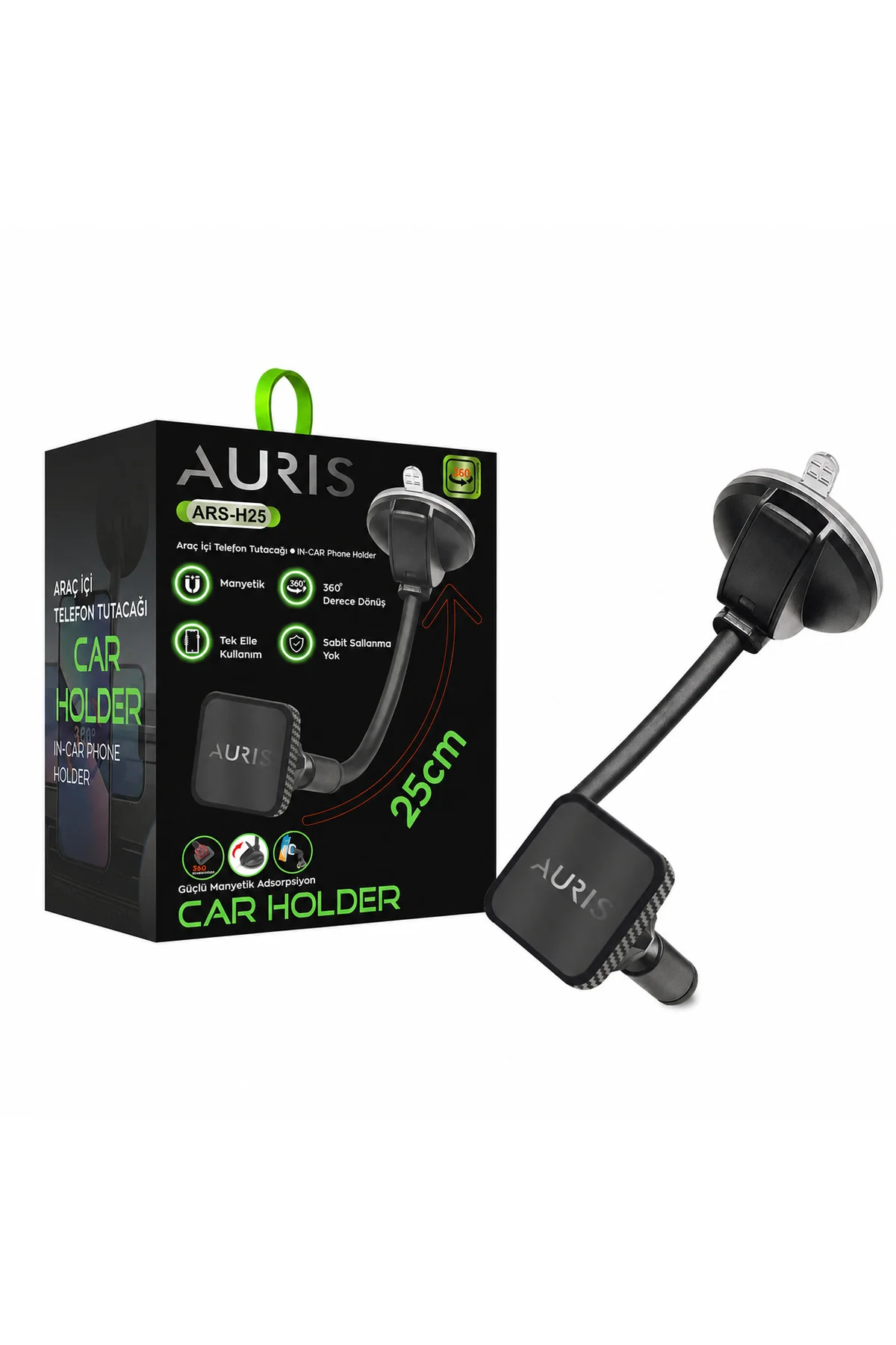 ARS-H25 360° Dönen Başlıklı Araç İçi Telefon Tutacağı ARS-H25 360° Dönen Başlıklı Araç İçi Telefon Tutacağı