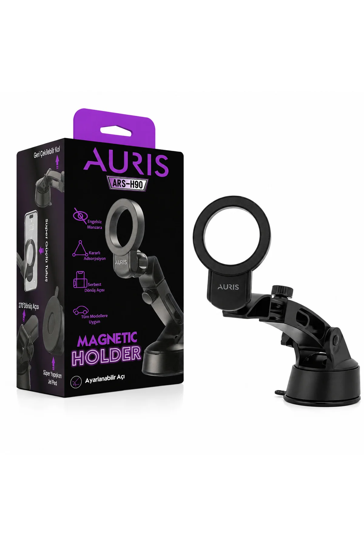 ARS-H90 Vantuzlu Ayarlanabilir Açılı Mıknatıslı Araç İçi Telefon ARS-H90 Vantuzlu Ayarlanabilir Açılı Mıknatıslı Araç İçi Telefon