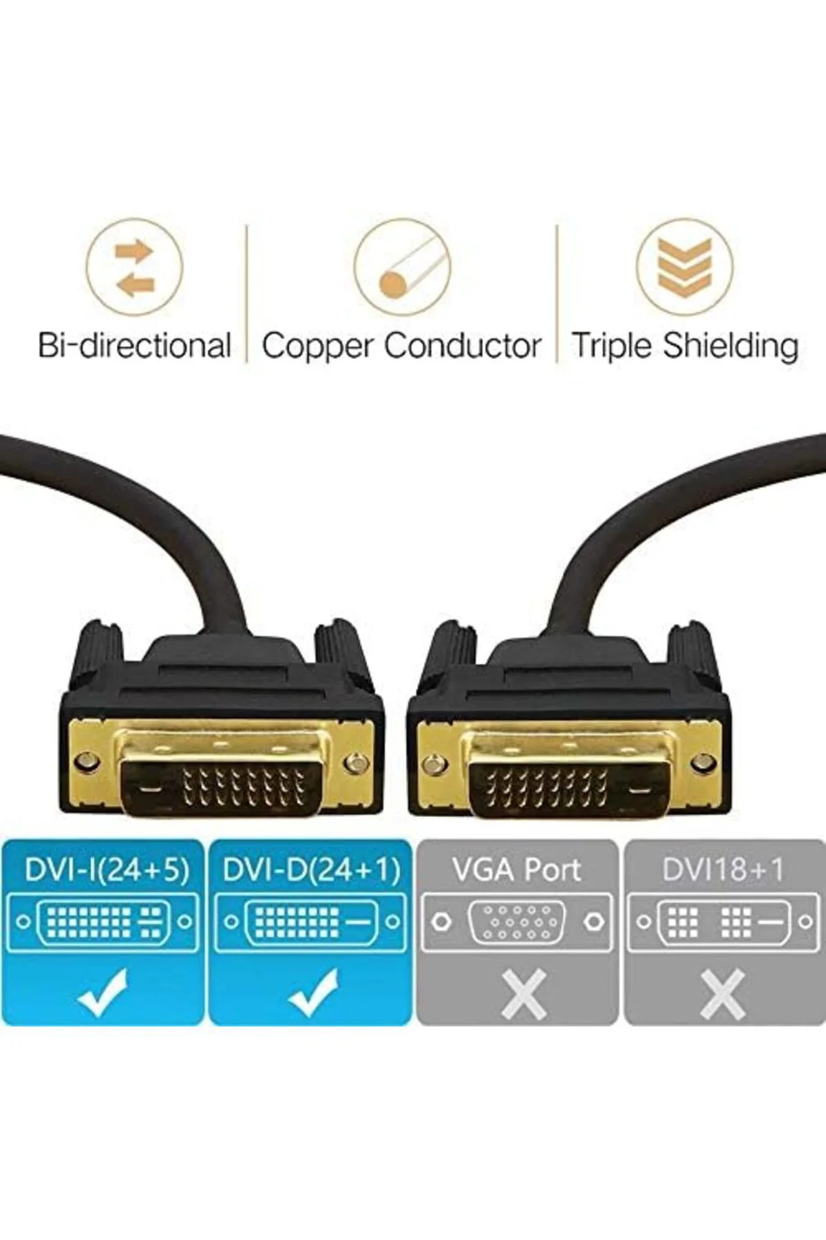 arsnshop Al-4577 Dvi to Dvi Monitör Ekran Kablosu Ara Bağlantı Dv arsnshop Al-4577 Dvi to Dvi Monitör Ekran Kablosu Ara Bağlantı Dv