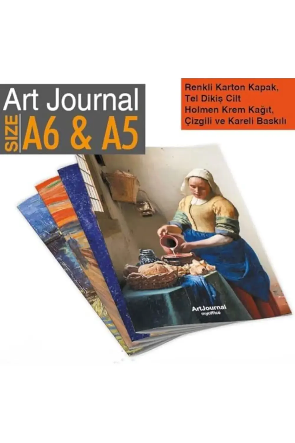 Art Journal 4’lü KARELİ Tel Dikişli Defter Seti – Renkli Karton K