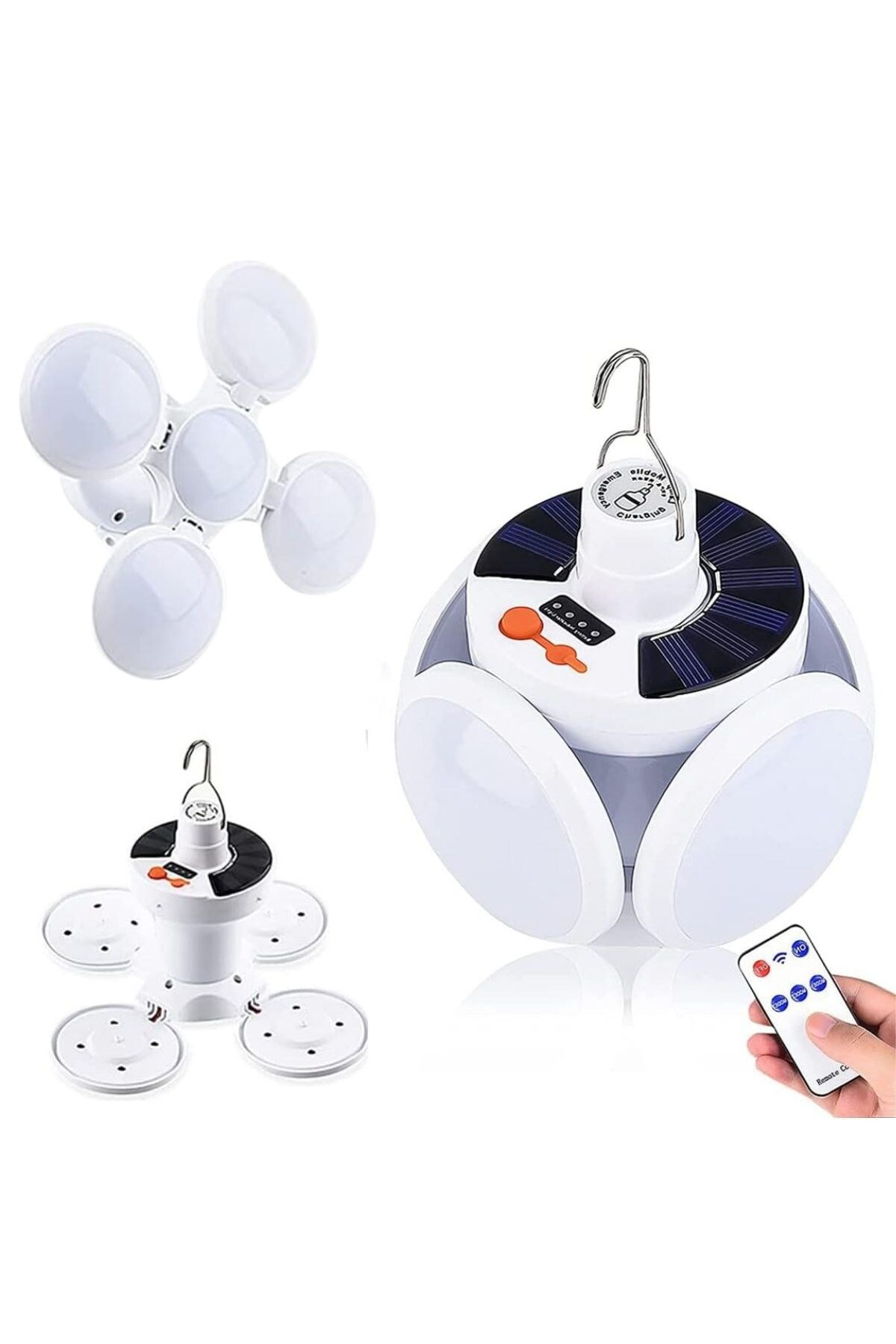 Art Solar Panelli Şarjlı 5'Li Katlanabilir Acil Durum Kamp Lambas