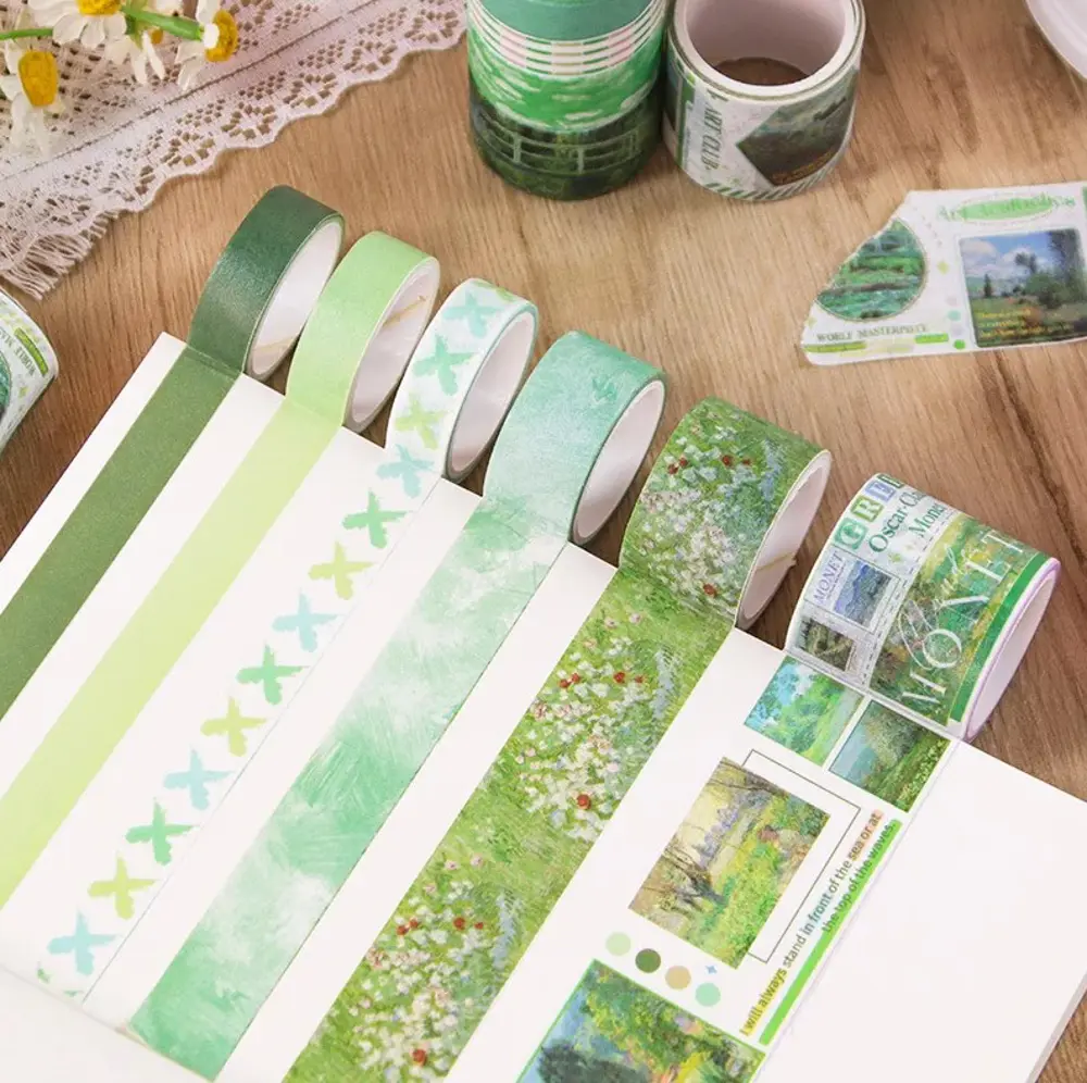 Art Vintage Washi Tape Bant Yapışkanlı Maskeleme Kağıdı Desenli B